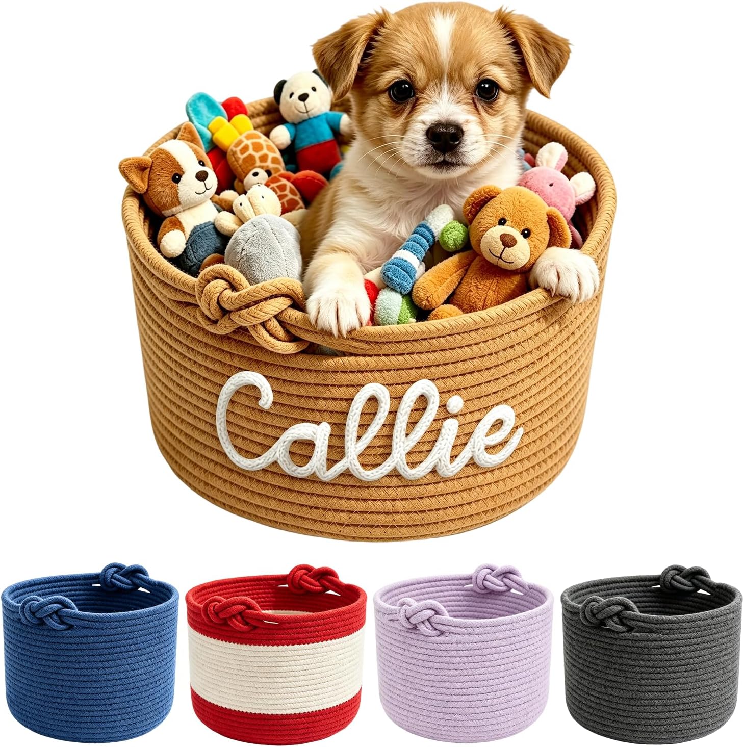 Personalized Dog Toy Storage Basket Custom Pet Storage for Puppies
