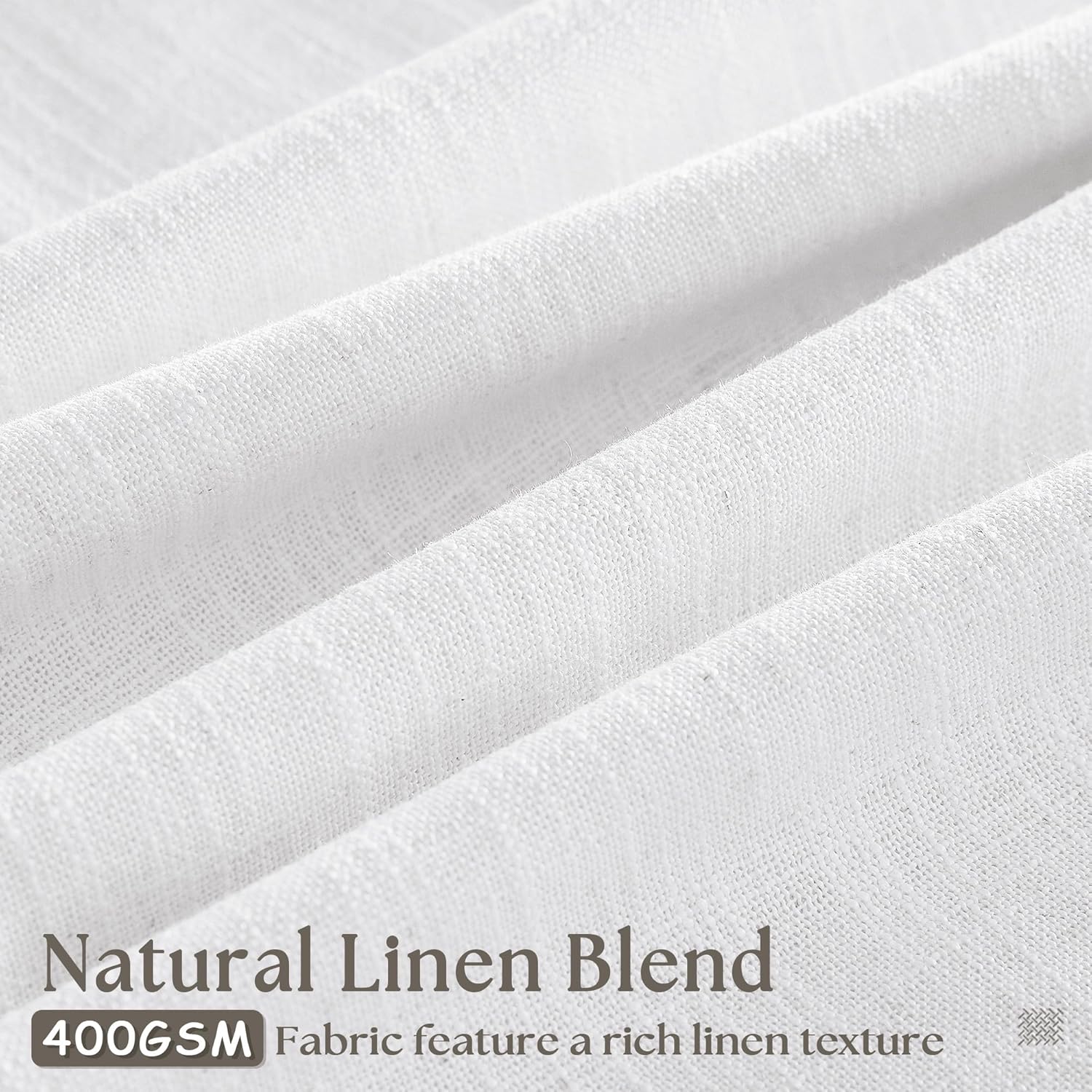 White Linen Kitchen Window Curtains 2 Panels Pinch Pleated Linen Cafe Curtains 24 Inch Length Light Filtering Semi Sheer Boho Snow White Short Tier Drapes for Small Window Basement Bathroom RV thumbnail