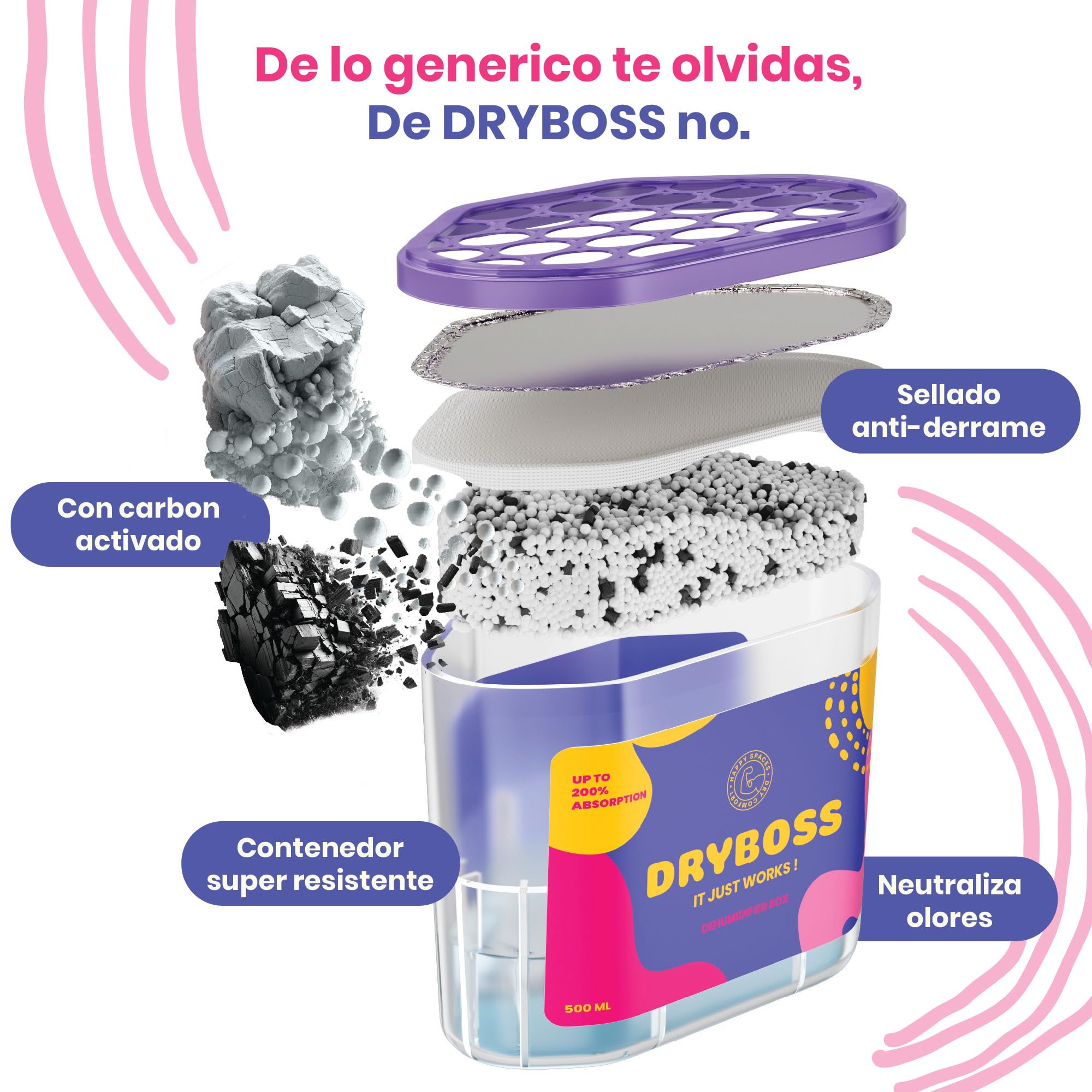 Pack Déshumidificateur DRYBOSS - 10 Sacs + 10 Boîtes à Silice, Contre Humidité, Odeurs, Moisissures