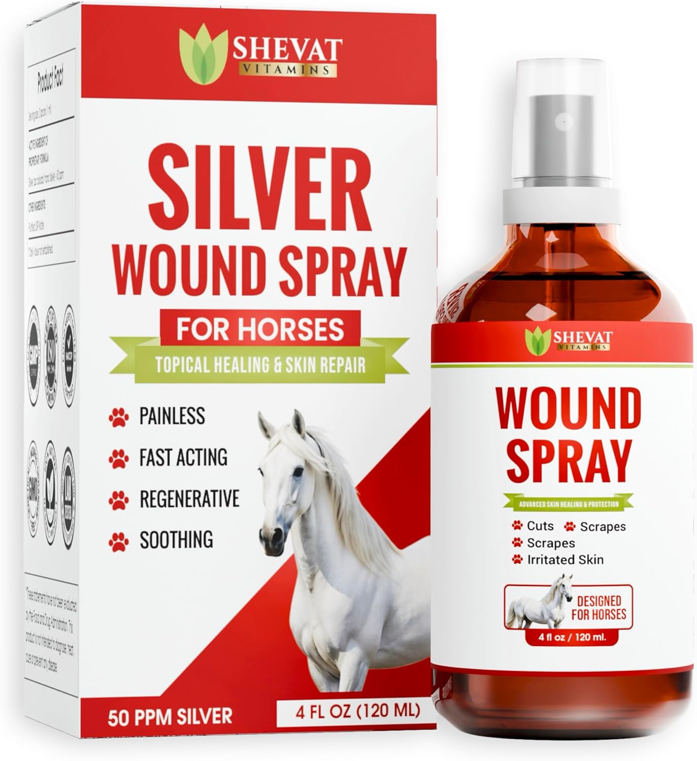 Silver Wound Spray for Horses – Advanced Nano-Silver Hot Spot & Skin Care Treatment – Fast Relief for Scrapes, Cuts, Rashes & Insect Bites – Non-Stinging First Aid Formula – 120ml (4oz)