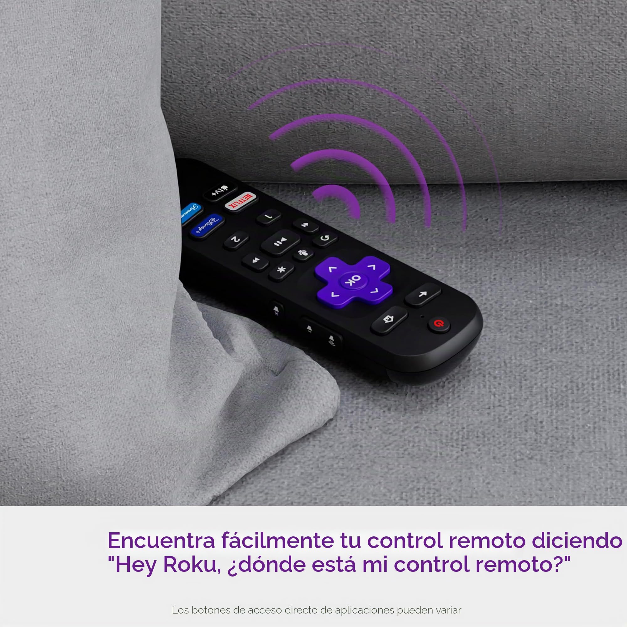 Roku Mando a distancia por voz profesional (1ª edición) | Mando a distancia recargable para TV con controles de voz manos libres, modo de auriculares y buscador remoto perdido - Mando a distancia de
