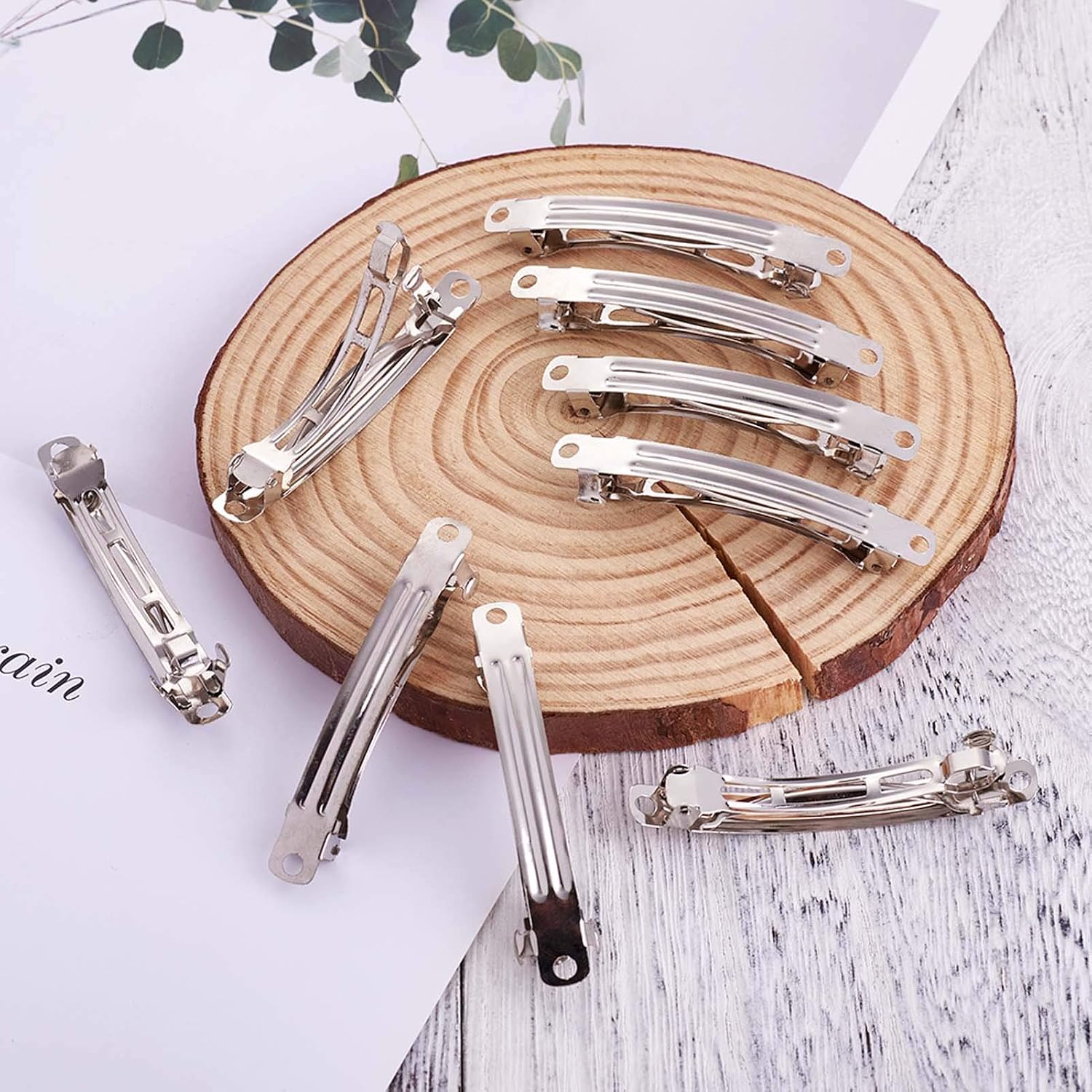 20Pcs Iron Hair Clip 59x6mm Metal French Hair Barrette Platinum for DIY Hairbow Jewelry Making image 4