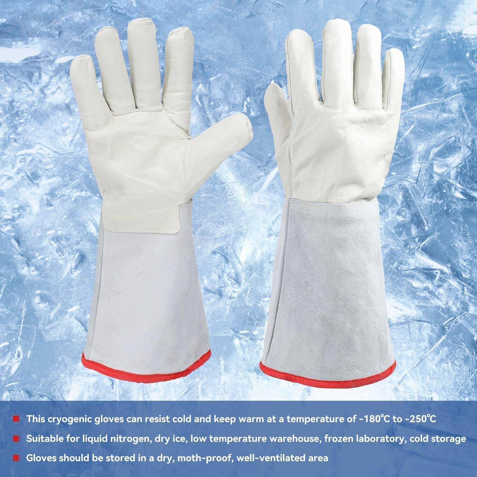 Gants cryogéniques, Gants de Protection Contre l'azote Liquide, Gants congelés, Gants cryogéniques Solides, Gants de Traitement de la Glace sèche, Gants de Protection Contre Les liquides, 40cm