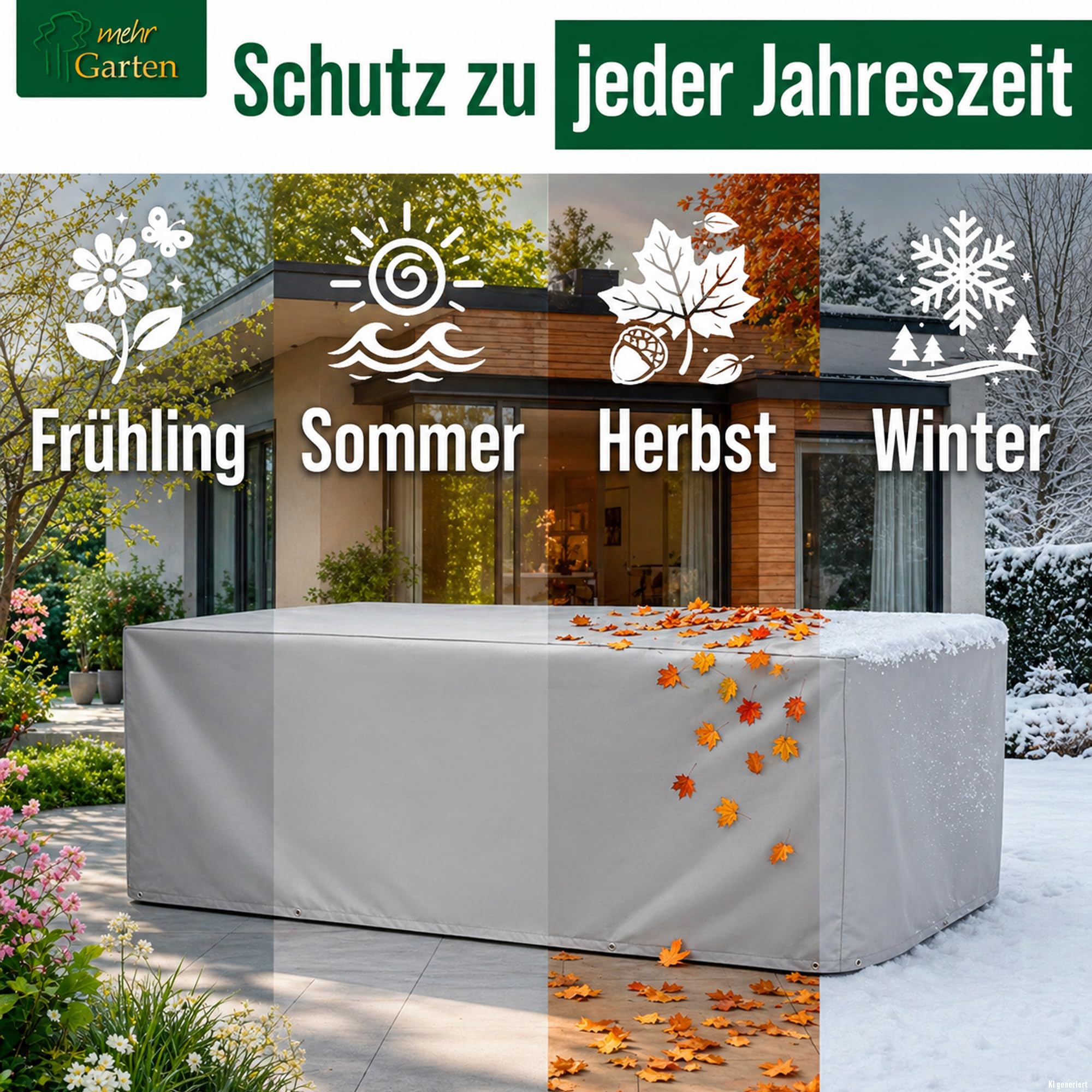 Gartenmöbel Schutzhülle Sitzgruppe rechteckig 320x220x94 cm | 600D Oxford - wasserdicht, UV-beständig, reißfest und winterfest – Abdeckung für Gartentisch & Gartenstühle mit Kordelzug