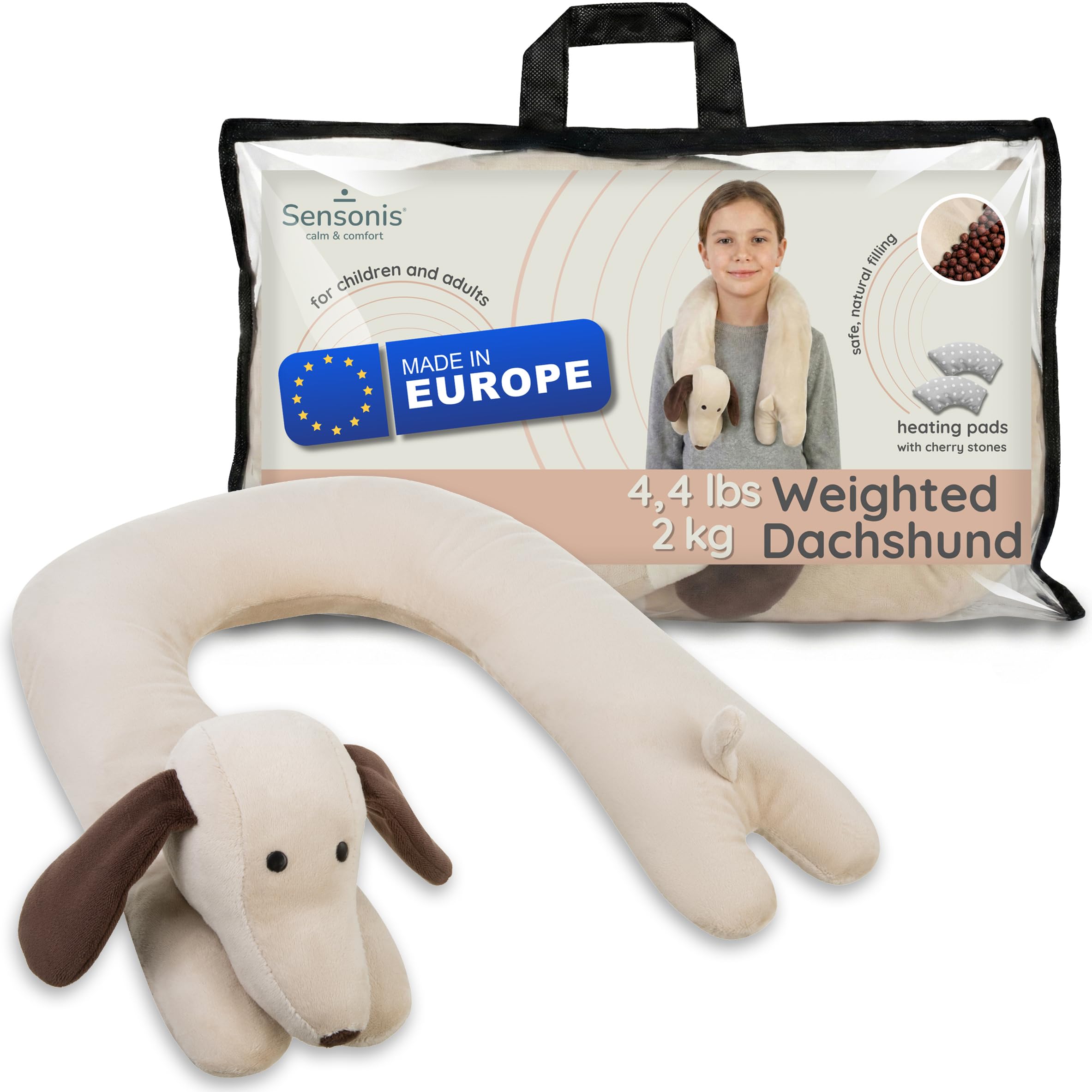 SENSONIS Weighted Teddy Sausage Dog, Weighted Plush Dog, Dachshund Gifts