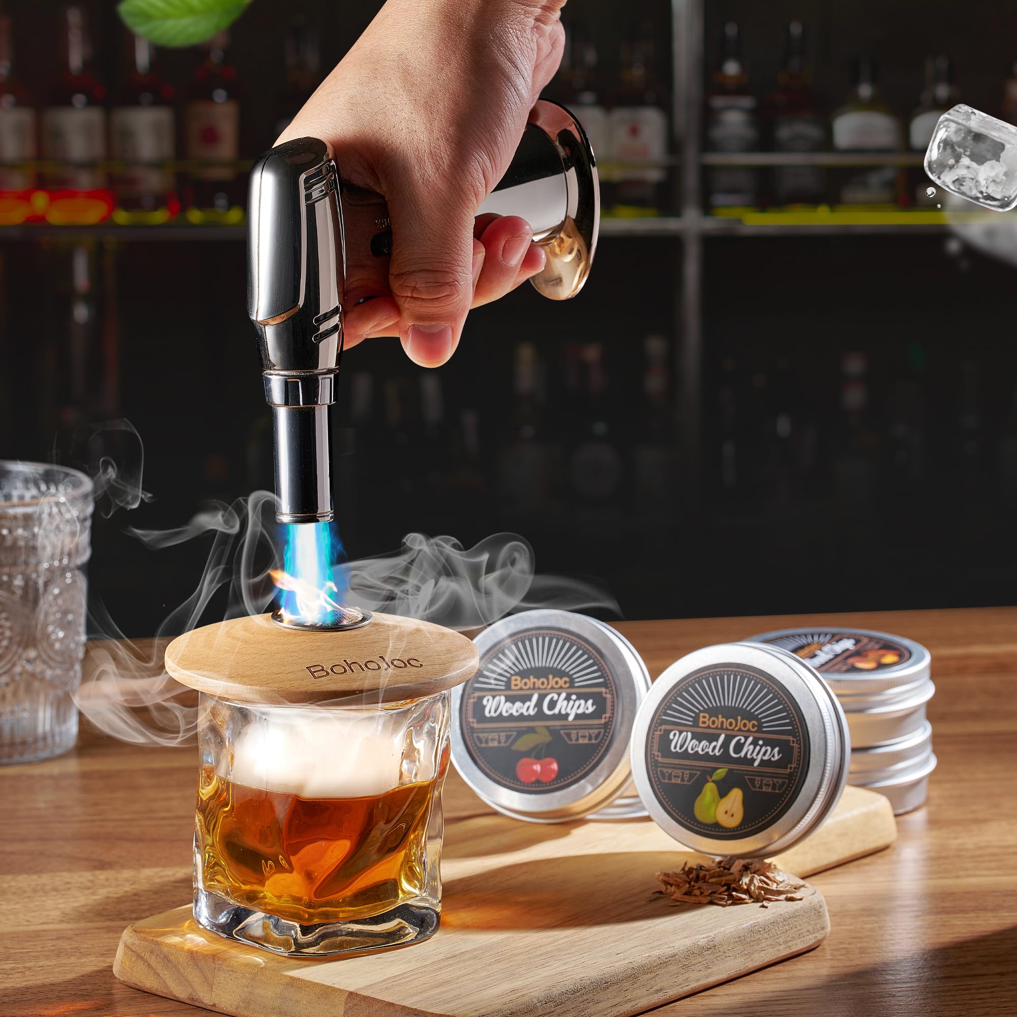 Electric Whiskey Smoker Kit – USB Rechargeable, 6 Wood Chips, For Cocktails & BBQ