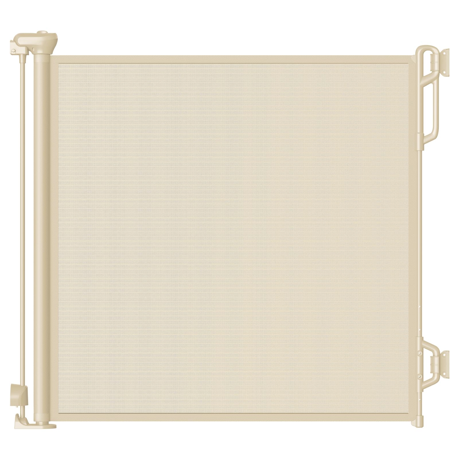Retractable Safety Baby Gate or Mesh Dog Gate,Durable Portable Mesh Retractable Gate,Easy to Use for Stairs, Doorways, Hallways, Indoor, Outdoor, 33.5" Tall, Up to 45" Wide, Cream