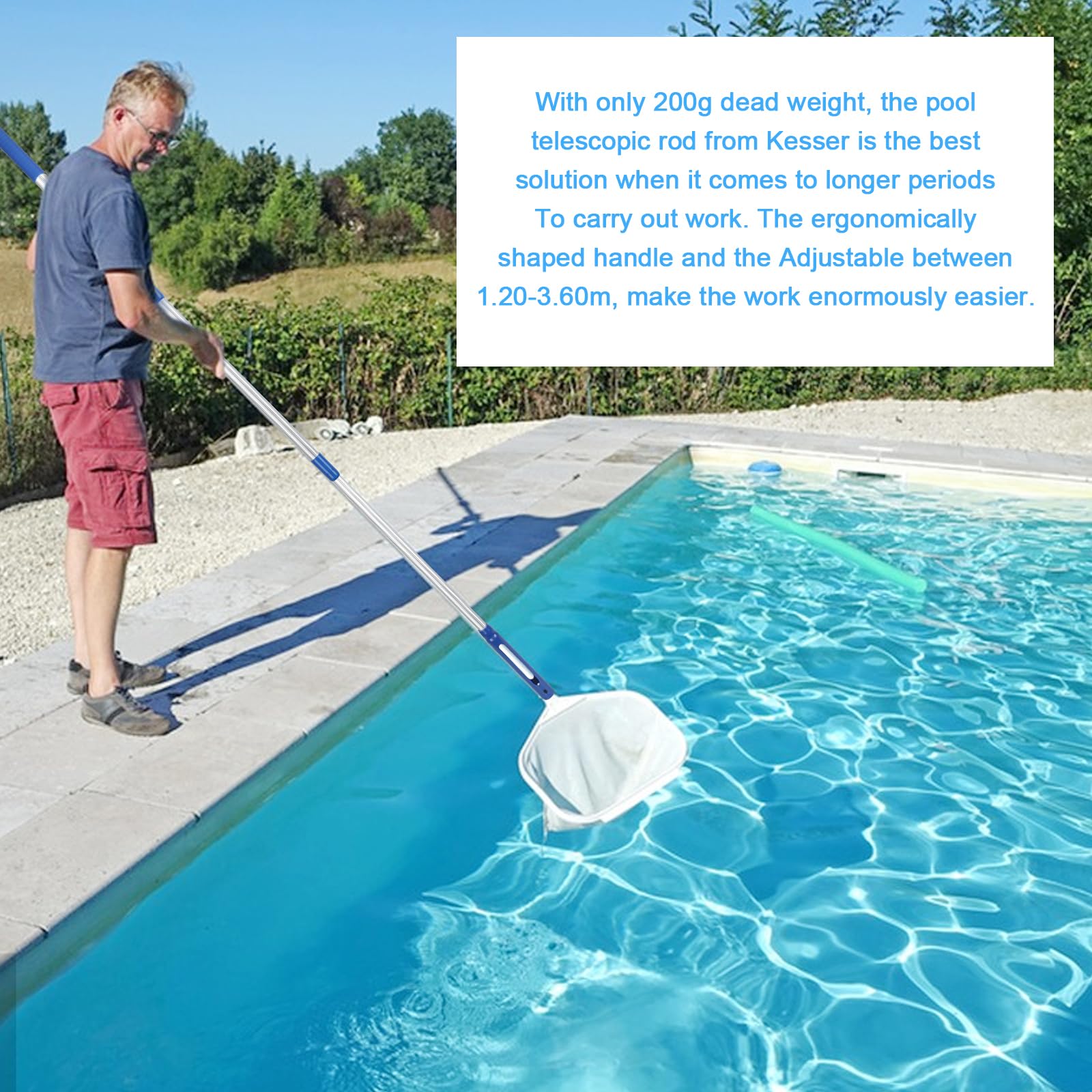 Barre télescopique en aluminium pour piscine 1,1 m 3 pièces argenté