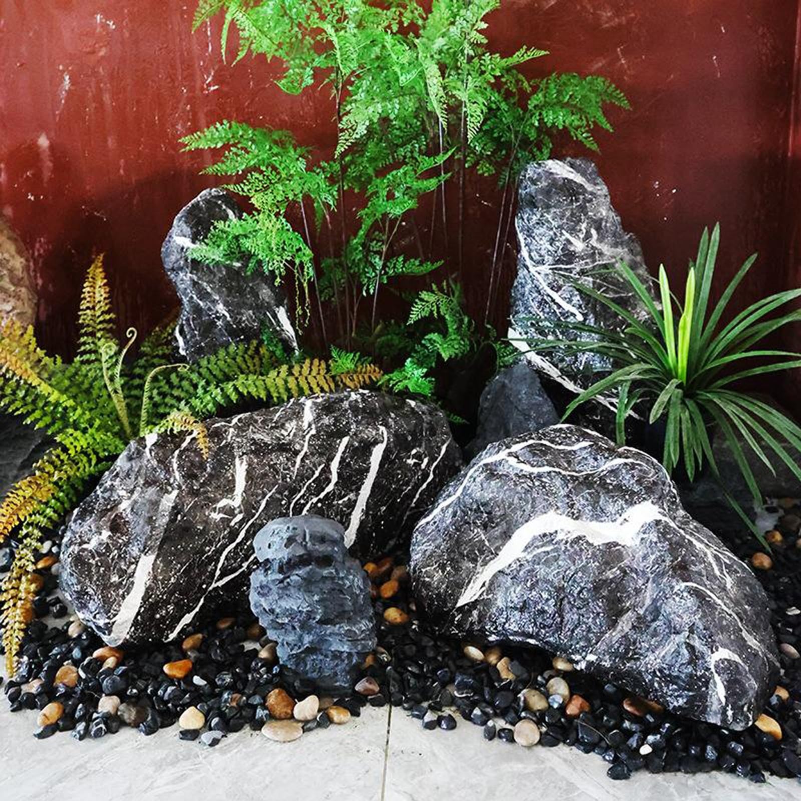 Rocce Finte, Sassi Giardino per Esterno, Sassi Decorativi per Giardino, Leggere, Esenti da Manutenzione, Adatte a Qualsiasi Scenario