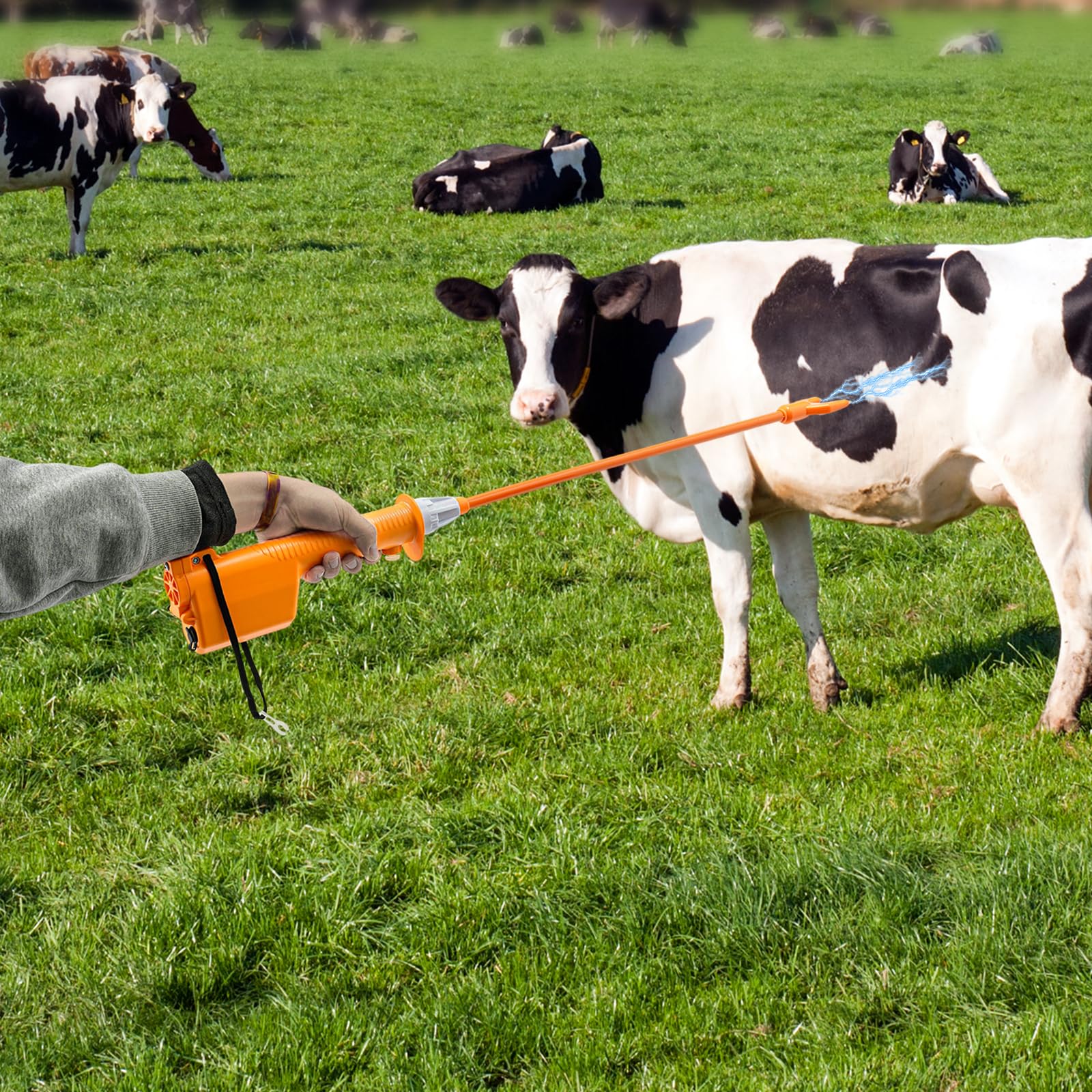 Animal Hot Shock Stick Livestock, Portable Electric Cattle Prod Stick with Power Charger Rechargeable Waterproof Livestock Prod Farm Helper Tool for Repelling Cows, Pig, Goats, and Sheep (66cm)