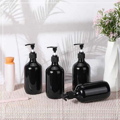 Miniatura 6 de Tessco for you Paquete de 12 dispensadores de jabón negro con bomba de plástico vacías, dispensador de botellas de champú recargable para