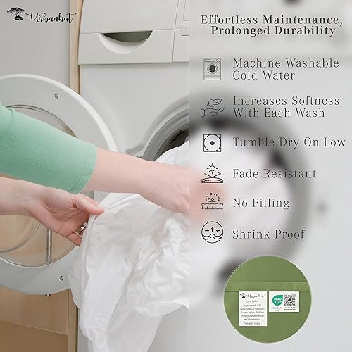 Miniatura 7 de URBANHUT Sábanas de algodón egipcio de 700 hilos tamaño matrimonial, juego de sábanas suaves y lujosas de 4 piezas para cama tamaño matrimonial,