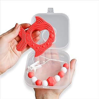 Soft Coral Teething Ring Set - Food Grade Silicone Teether Toy for All Stages - Hypoallergenic and Non-Toxic - The Teether is PVC, BPA, Phthalates and Nitrosamine Free