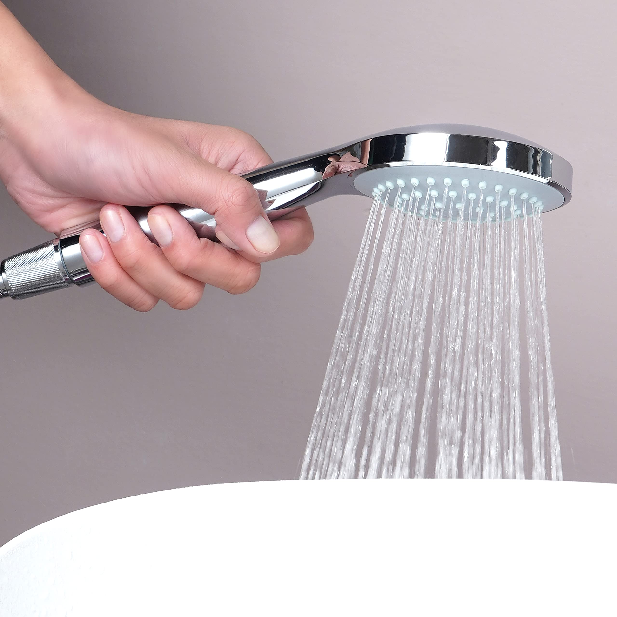 Set de ducha TRÍO POLA: teleducha 1 chorro + flexible inox 1,5 m + barra de ducha cromada regulable | Diseño funcional y resistente | EUROSANIT