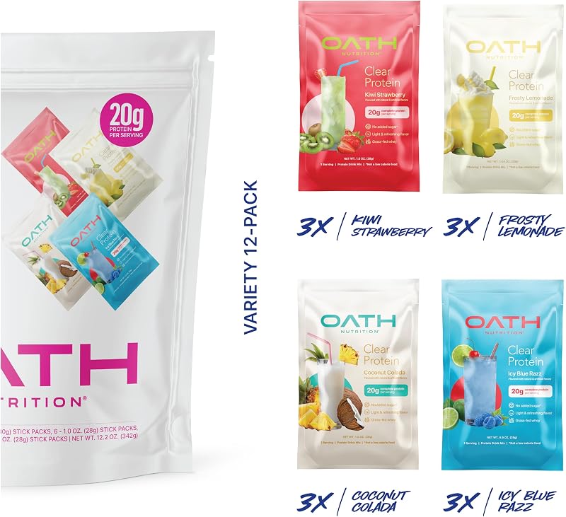 Oath Nutrition Clear Whey Isolate Protein Powder Variety Pack, 12 Pack image 5