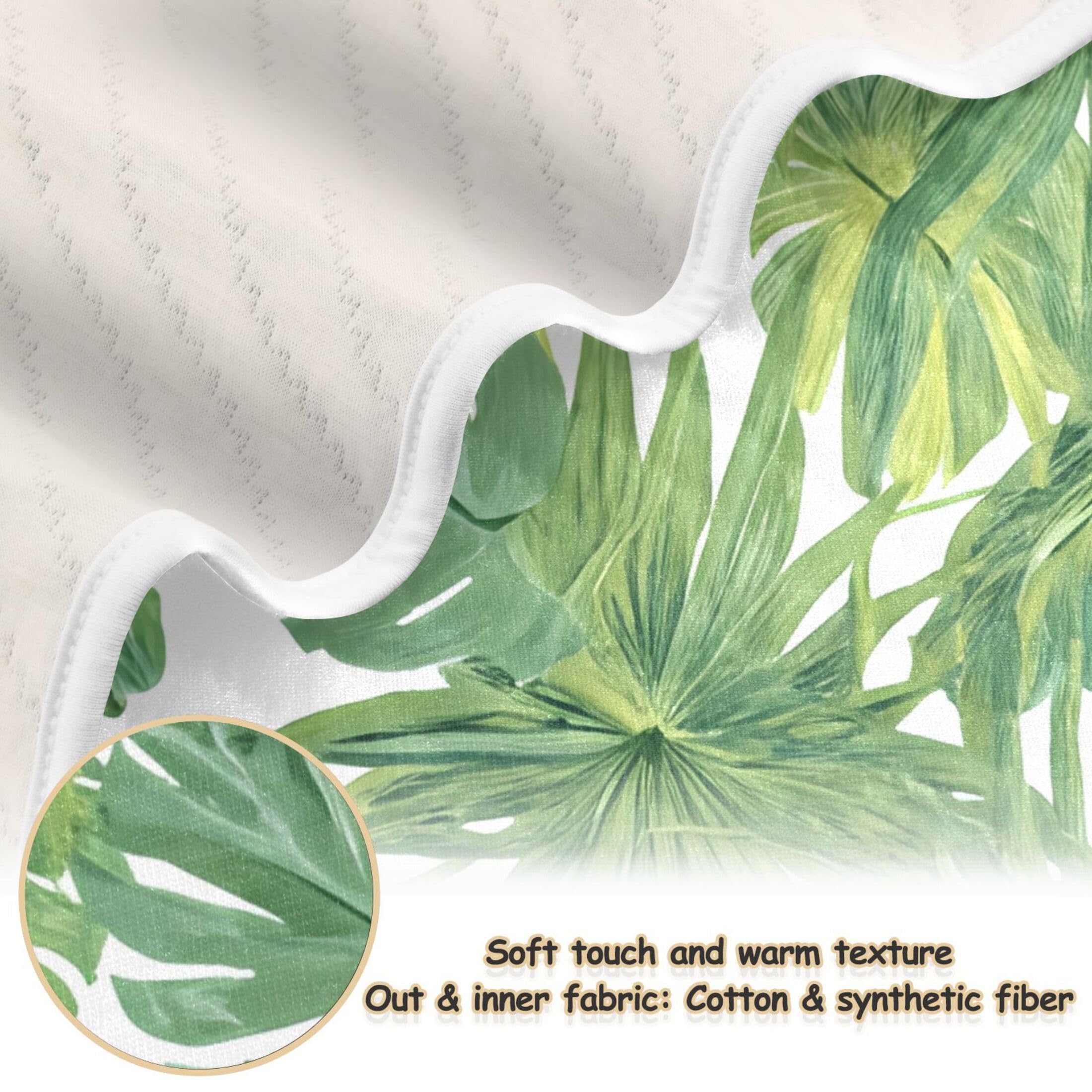 Burbuja Tropical Leaves Baby Blanket for Boys Girls, Nursery Soft Warm Swaddling Receiving Baby Blankets, 30x40 in Toddler Blanket