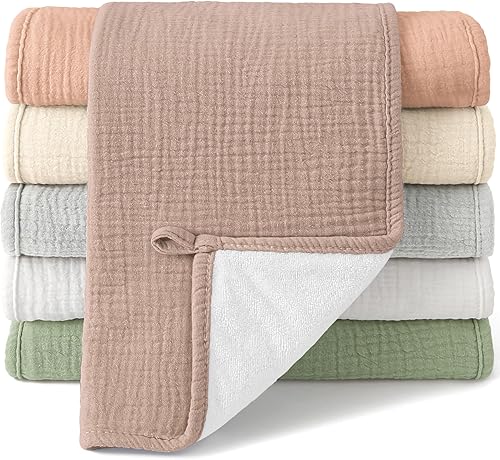 Miniatura 9 de Bearmoss Paños de muselina para eructos, ropa de bebé para eructar 100% algodón, grandes, extra suaves, absorbentes, unisex, para recién nacidos