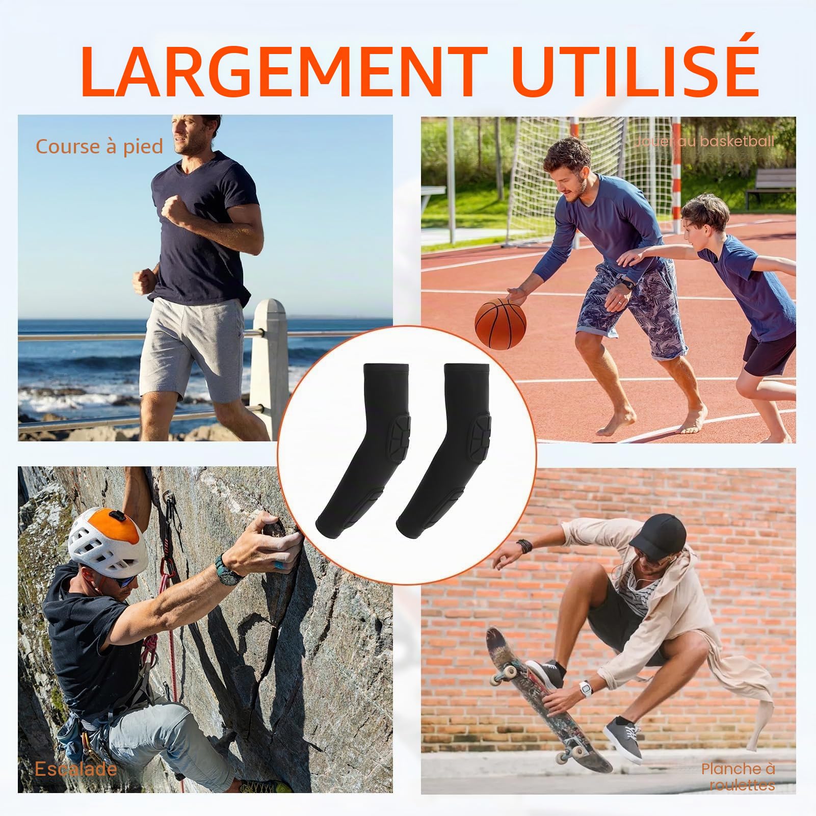 Manche Coude Rembourré 1 Paire, Coudiere Manchette Protection Avant Bras Coude, Coudières Rembourrées pour Volleyball, Basketball, Football - Confort et Protection