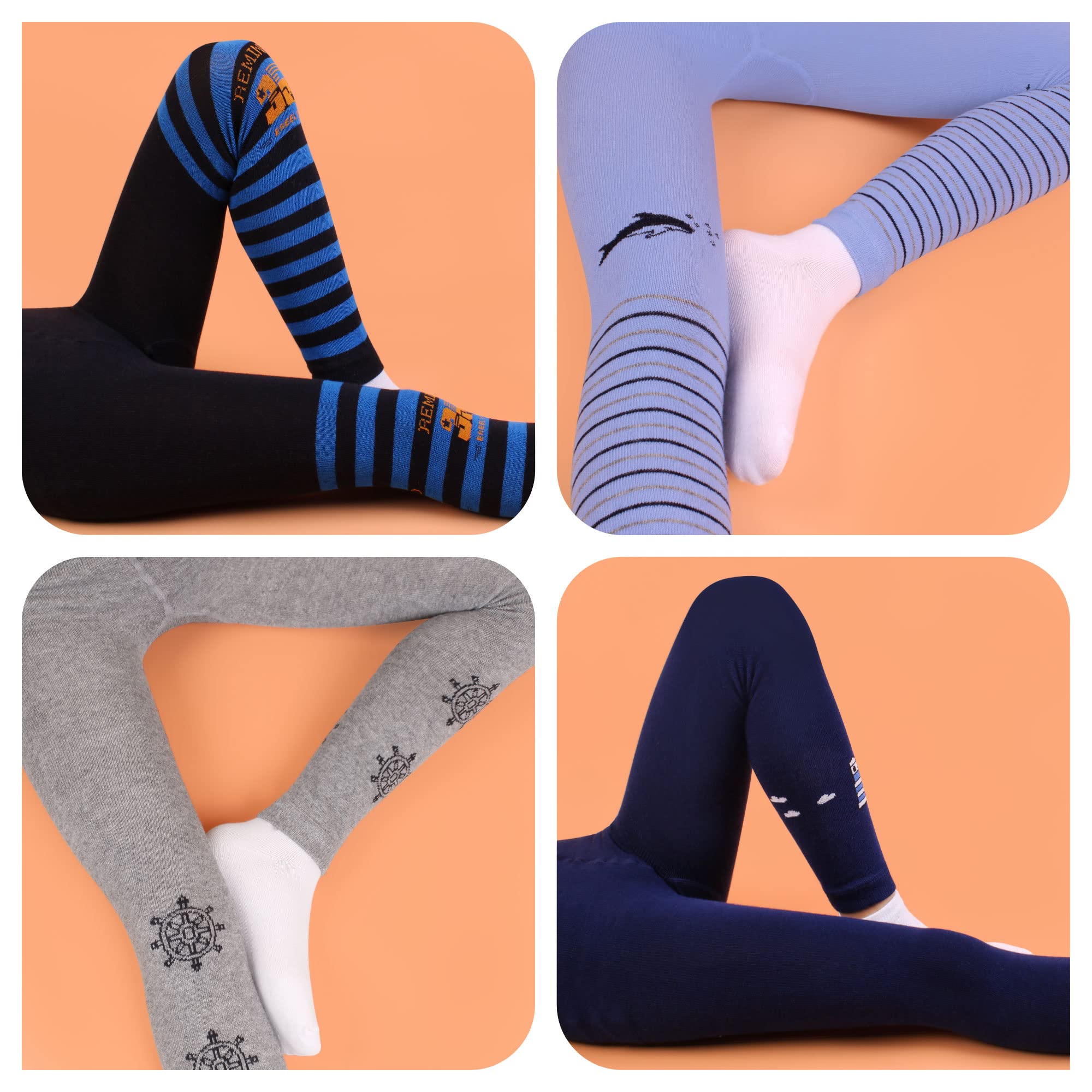 L&K-II Paquete de 5 Leggings para niños Pantalones para niños Pantalones Otoño Primavera Algodón hasta el Tobillo 2752