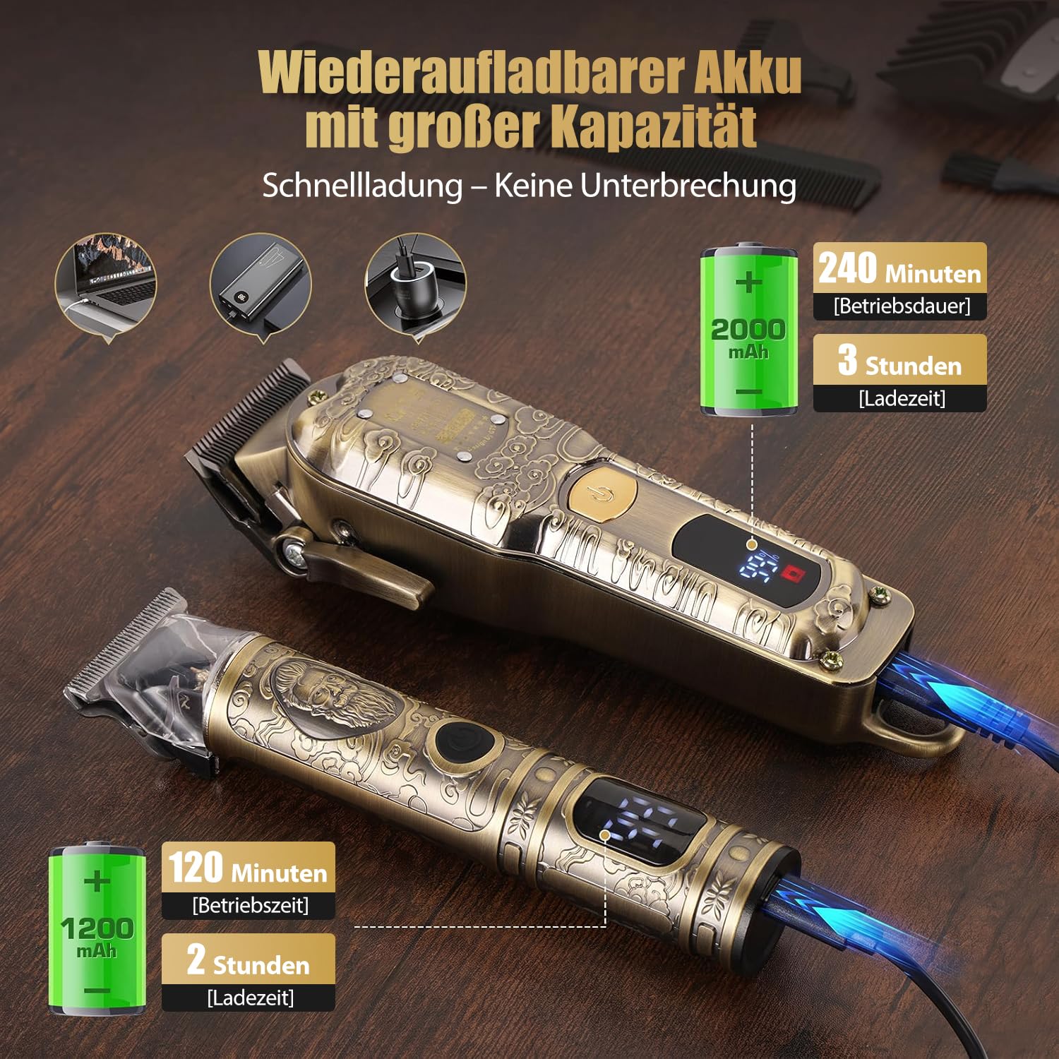 Haarschneidemaschine & Barttrimmer für Männer Profi-Haarschneider (Bronze)