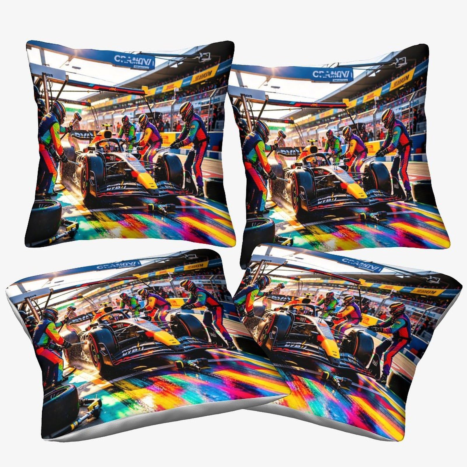 3U6c4m9k Formulaa Racing-16 Formulaa Racing Cushion Covers 45X45cm, 4 Pcs Square Throw Pillow Case Pit Stop Accent Pillow For Outdoor Patio Garden Blench Living Room Sofa Farmhouse Decor