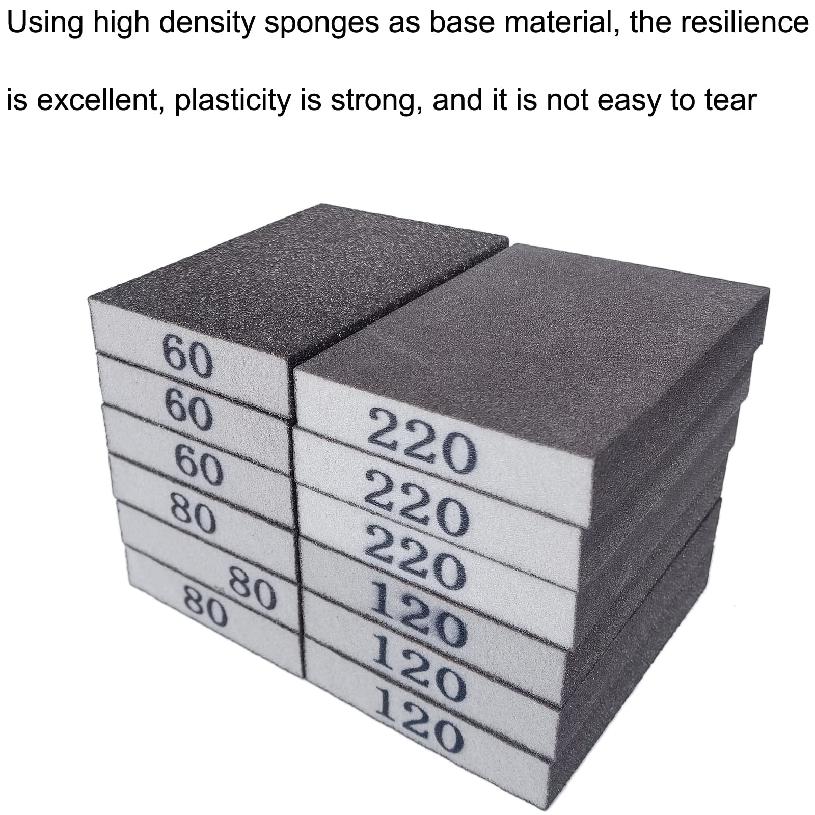 Lot De 12 Blocs De Ponçage – 80, 120, 180, 220, 320, 400, Grains Humides Et Secs, éponge De Ponçage à La Main, Grossier Et Fine, Lavable Et