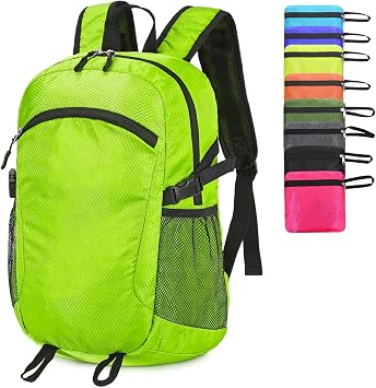 Small Hiking Daypack,15L Water-Resistant Hiking Backpack Packable Lightweight Travel Day Pack for Women Men (LinghtGreen, Small)
