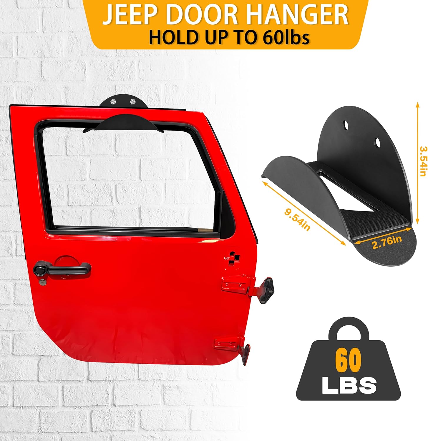 LuBanSir 4Pack Wall Mount Door Hangers Bracket Compatible with 1976-2025 Jeep Wrangler CJ JK YJ TJ JKU JL JLU LJ JT