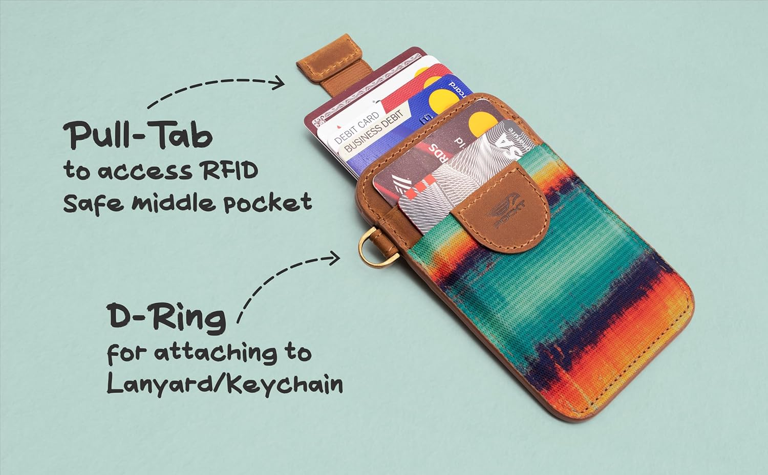 POCKT Slim Card Holder Wallet + Neck Lanyard for Keys Bundle for Women | Grunge