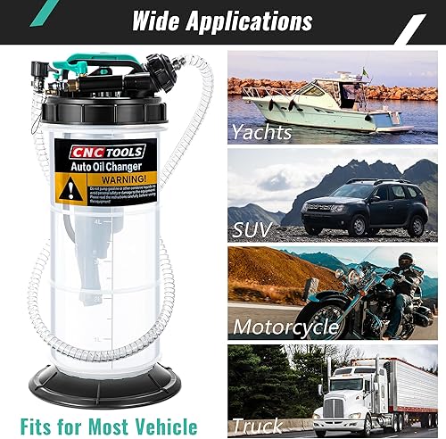 Miniatura 6 de Estune Extractor de líquido neumático manual de 1.4 galones5.3 L, bomba extractora de aceite automotriz, cambiador de vacío de aceite con 5