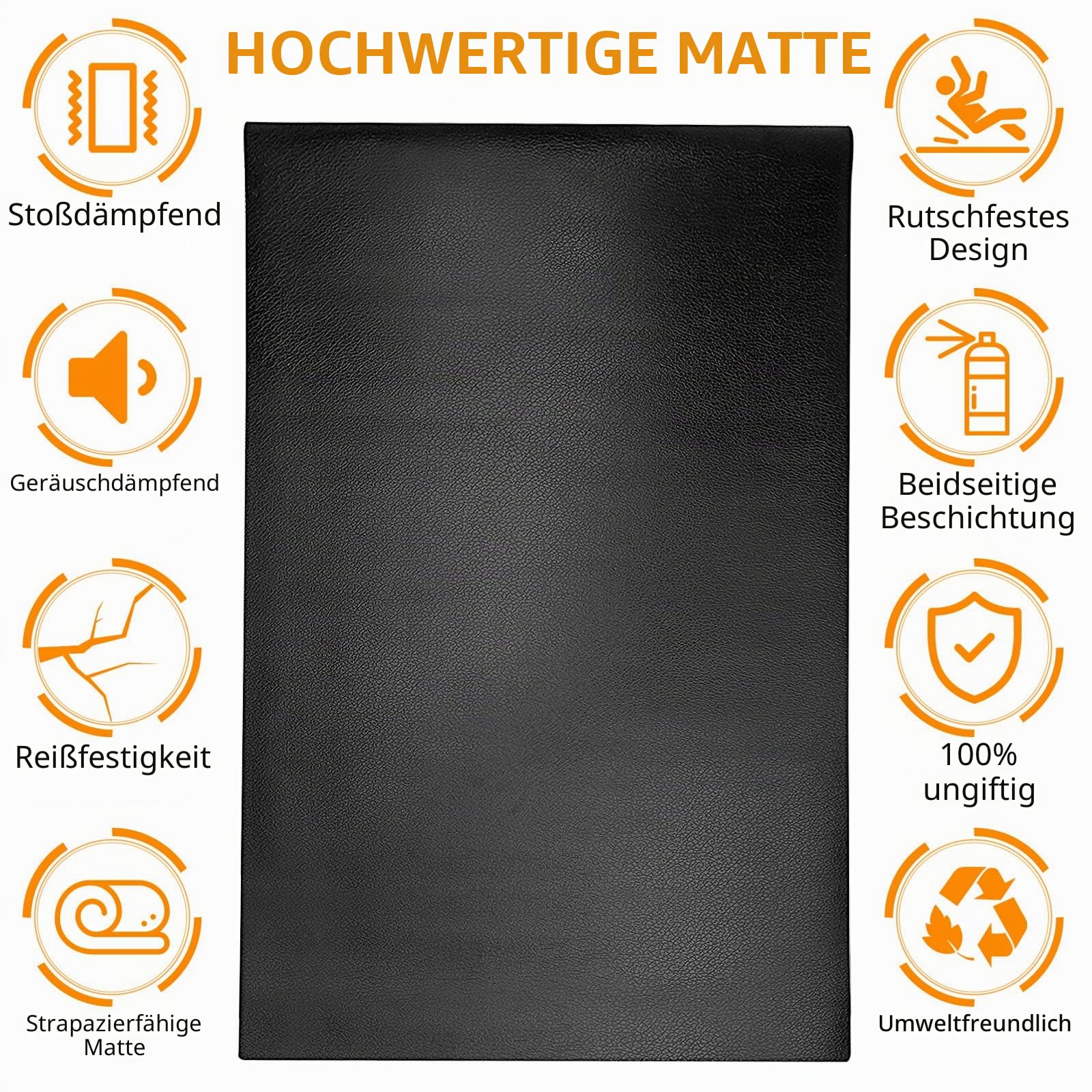 Bodenschutzmatte für Fitnessgeräte, Wiederstandsfähige Laufband Matte, 6mm rutschfeste Unterlegmatte Fitnessgerät für Heimtrainer, Crosstrainer, Rudergerät, Multifunktionsmatte Schutzmatte in Schwarz