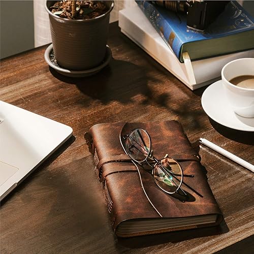 Miniatura 7 de RILIHO Diario de cuero genuino  Diario para hombre, diario encuadernado en cuero vintage, diario para escribir regalos para hombre artista, diario