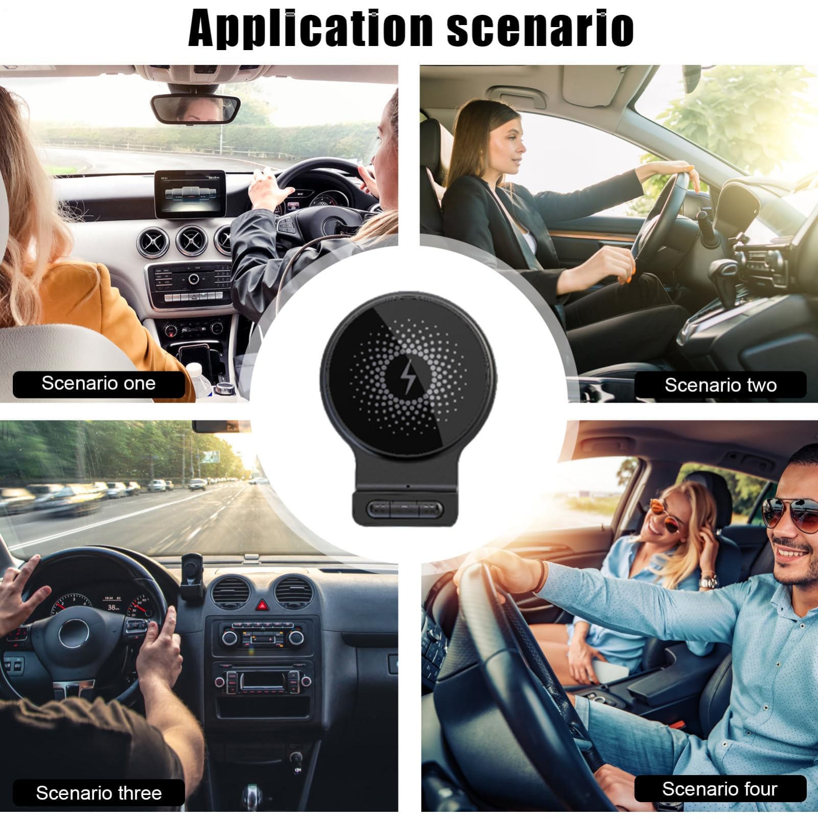 Cargador de teléfono inalámbrico para coche, 15 W, carga rápida, clip de ventilación magnético, rotación de 360 grados, cargador inalámbrico de 15 W con entrada de audio AUX, para coche, camión