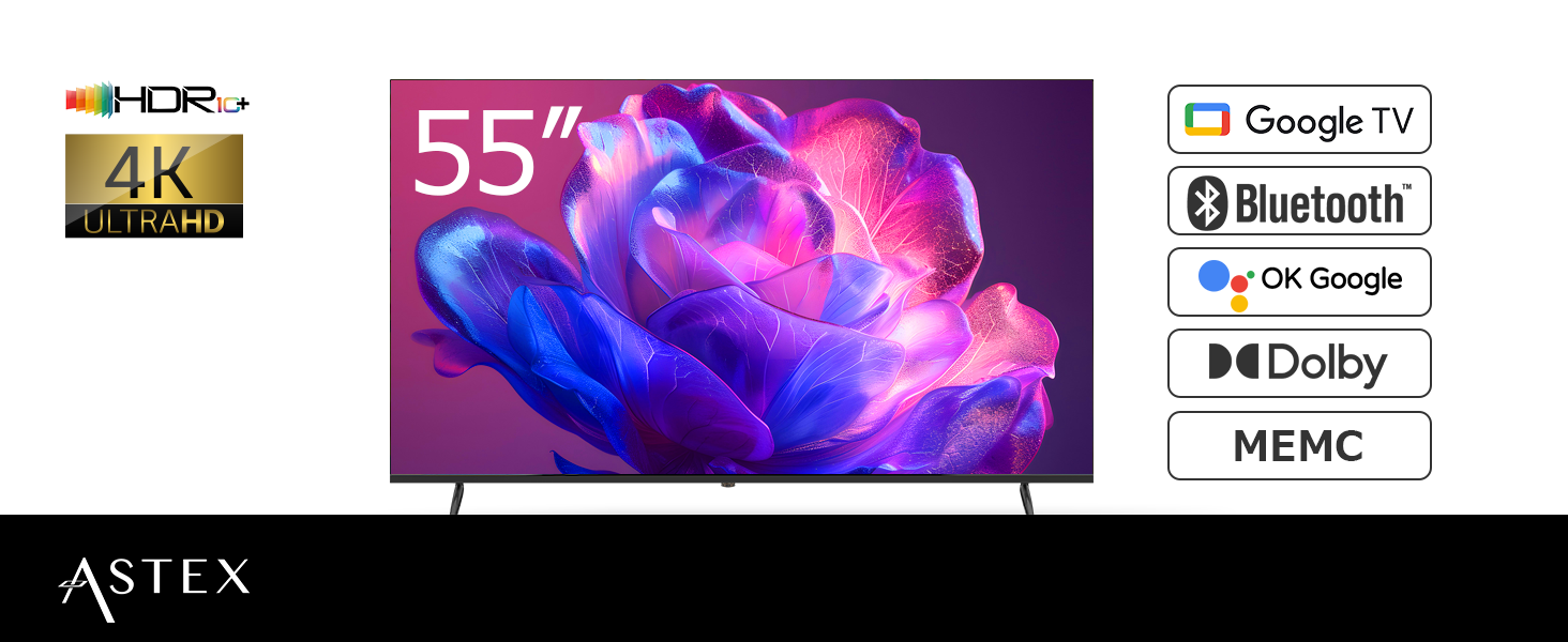 Amazon | ASTEX チューナーレステレビ 55インチ 4K Google TV搭載 MEMC