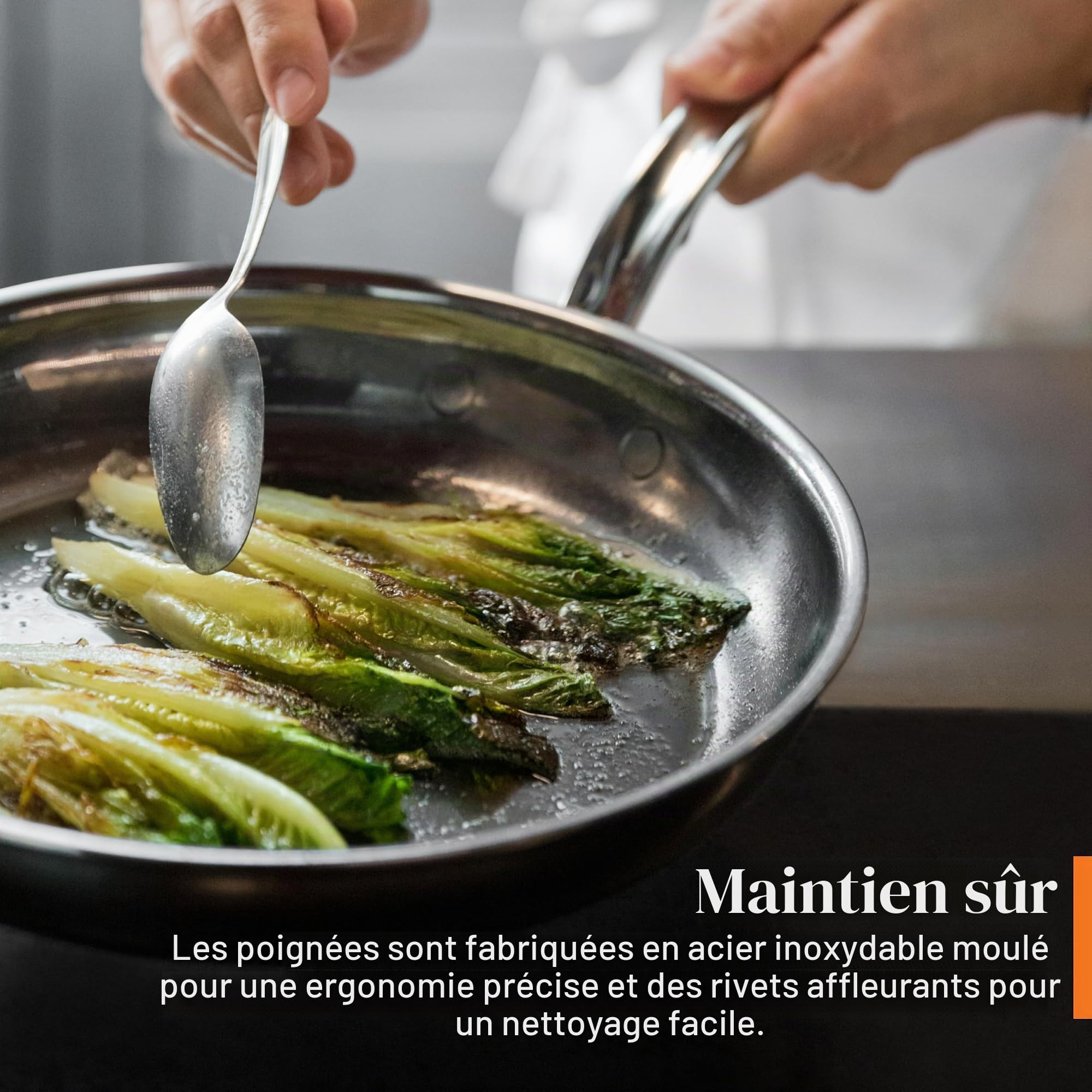 Hestan - Collection NanoBond – Poêle à frire en acier inoxydable titane de 21,6 cm – Batterie de cuisine propre sans toxines, PFAS et produits chimiques, compatible avec les tables de cuisson à