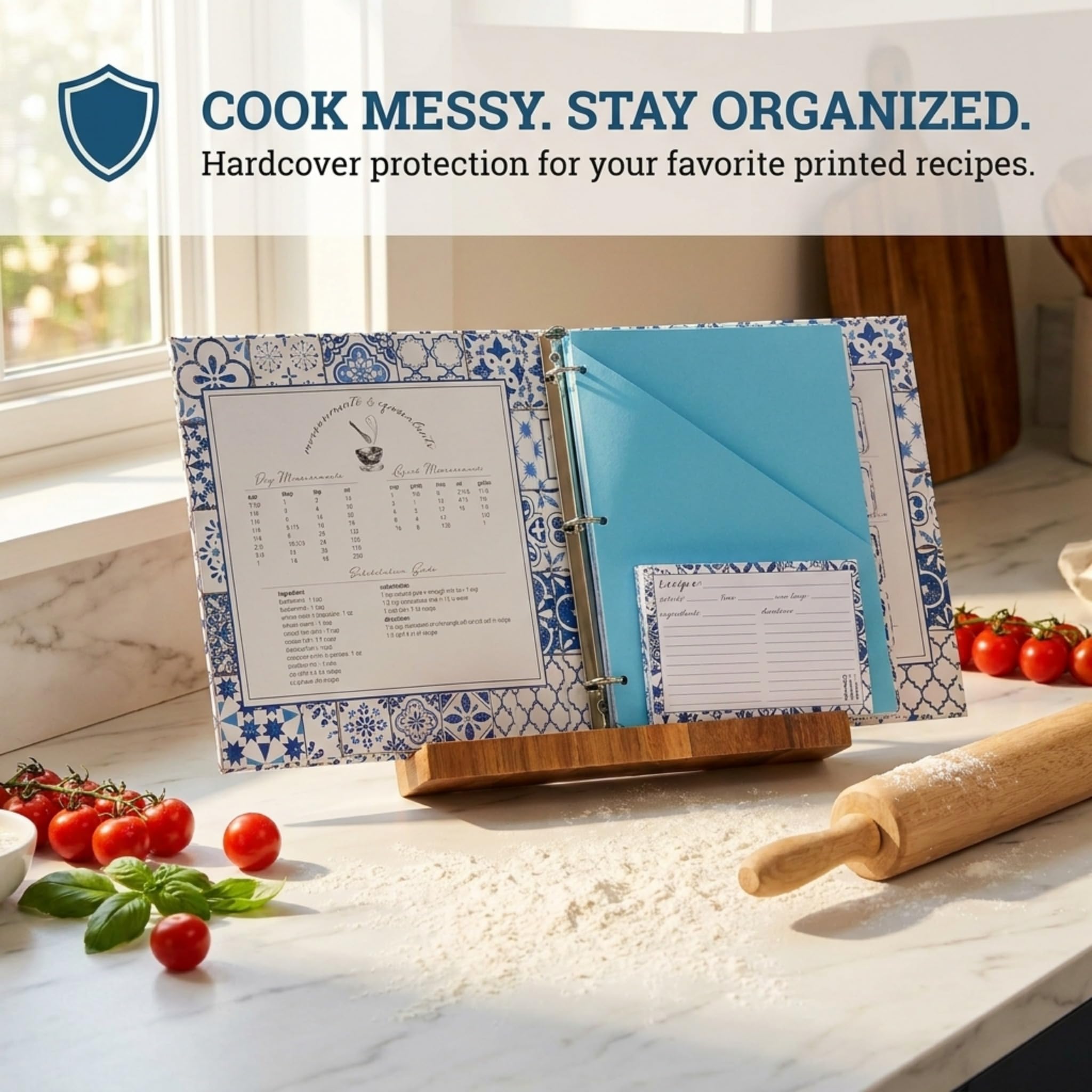 index card recipe binder Amazon.com: Cookbook Recipe Binder/Organizer, Blue Pattern 3-Ring, 1-Inch  Binder to Hold All Your Recipes and Recipe Cards, 6 Tabbed Divider  Sections, 50 Matching Recipe Cards Included : Home & Kitchen