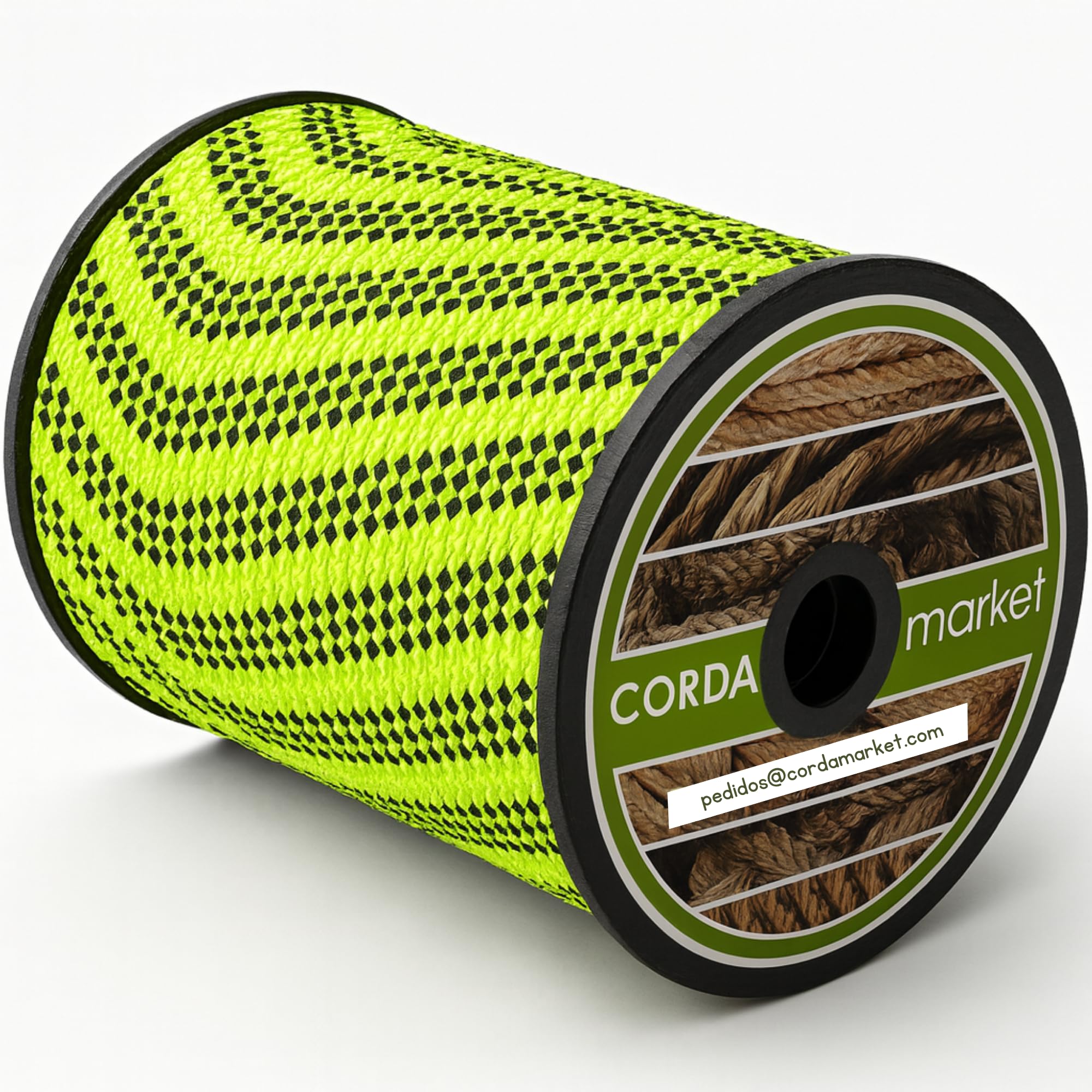 Cordamarket 8 mm Corde de drisse, Unisexe, Vert Fluo, 50 m