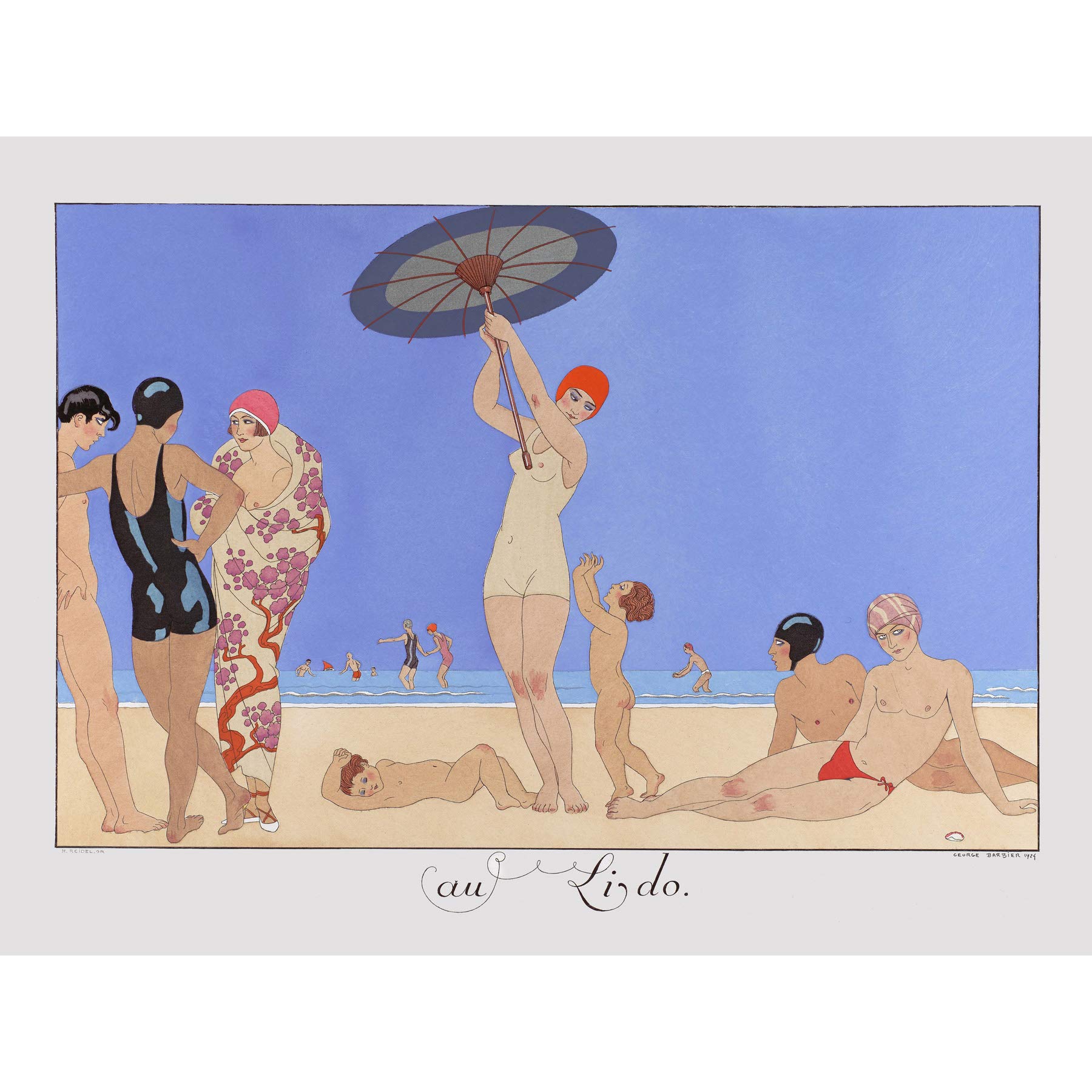 Wee Blue Coo Barbier Paris Lido Costumes Art Nouveau Premium Wall Art Canvas Print 18X24 Inch