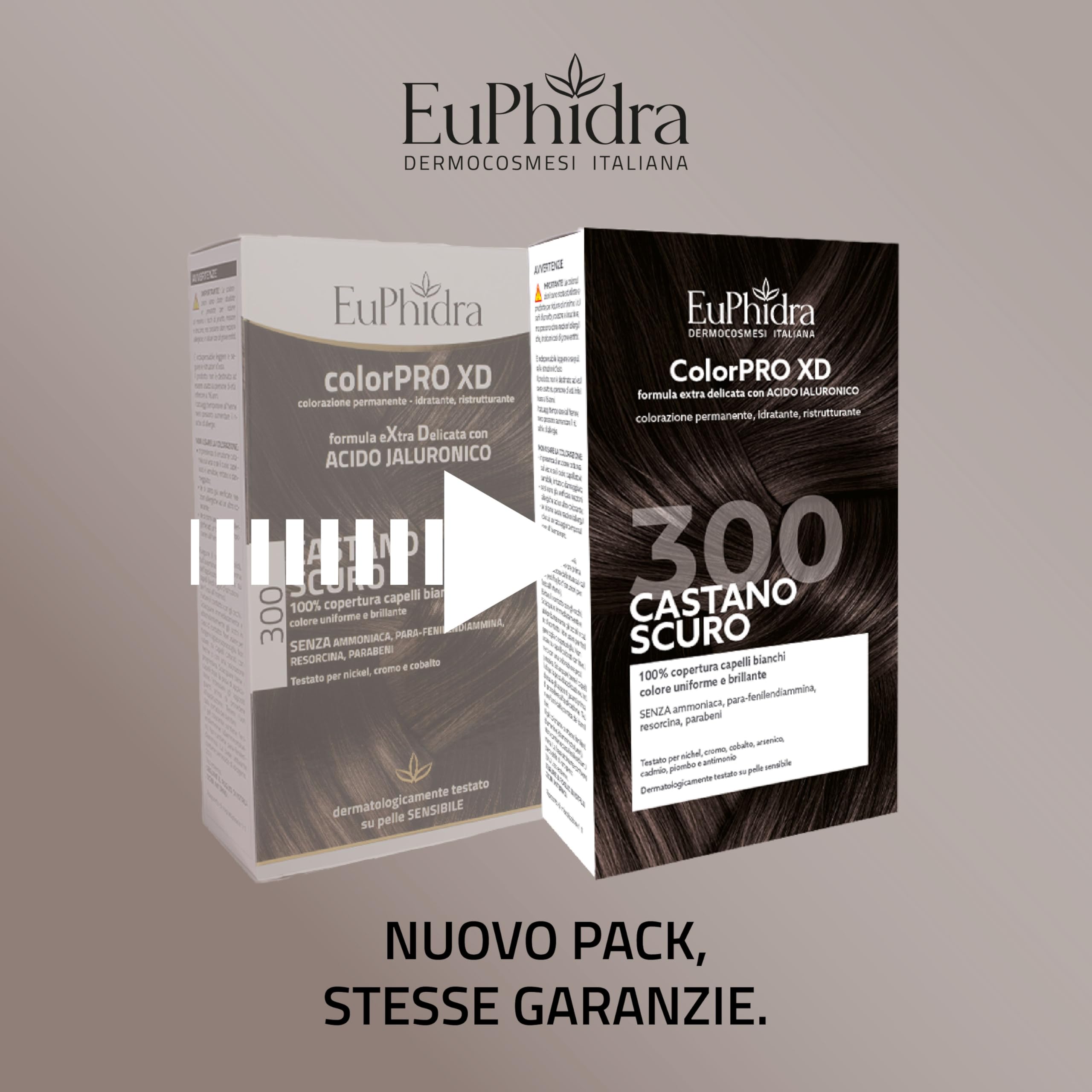 Euphidra - ColorPro XD 300, Castano Scuro, Colorazione Permanente con Acido Ialuronico, Idrata in Profondità, per un Risultato Professionale