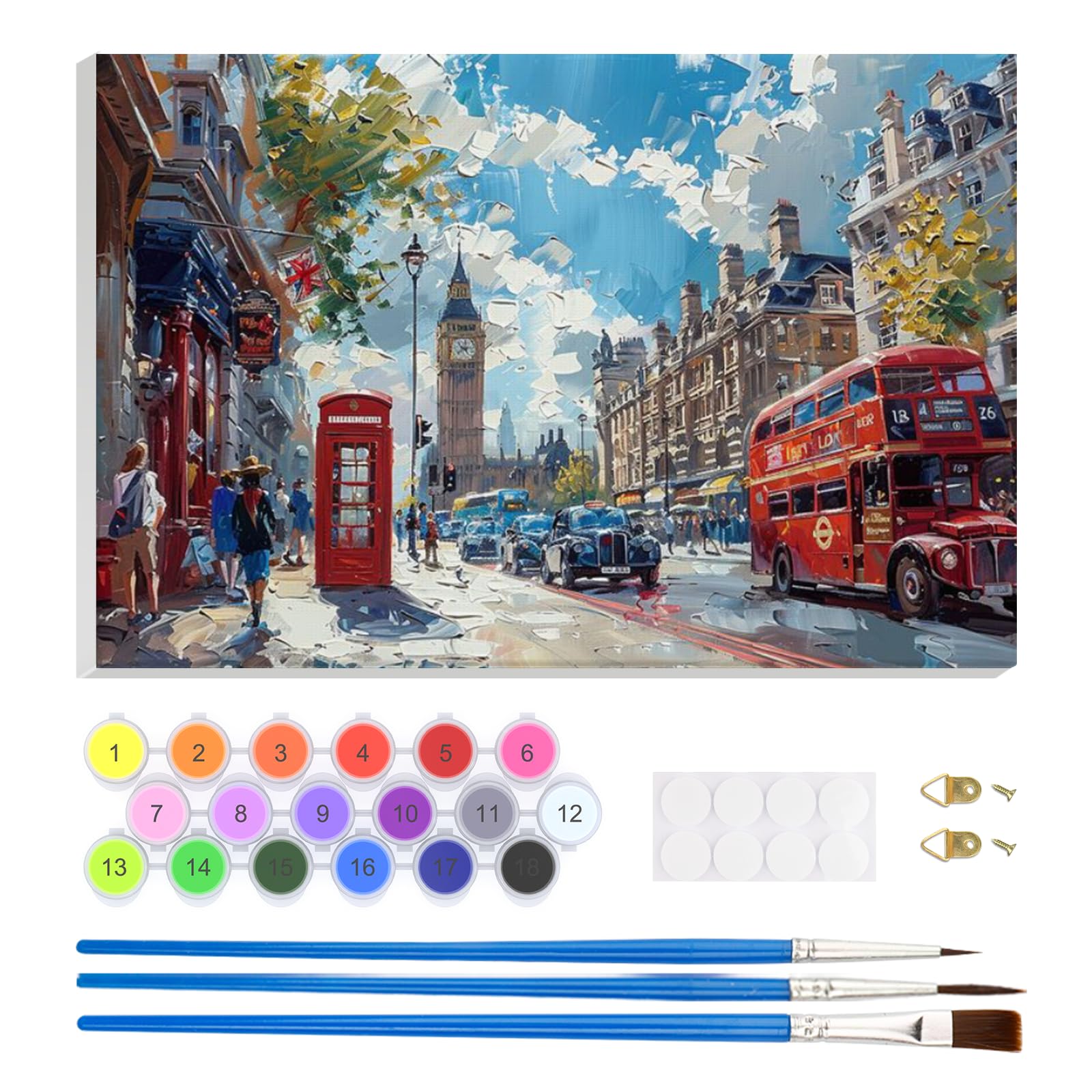 EOBROMD London Landscape Paint by Numbers for Adults with Frame, London Cityscape Paint by Numbers Kits, Acrylic Easy Painting by Numbers for Gift Home Wall Decor 8x12in — image 1