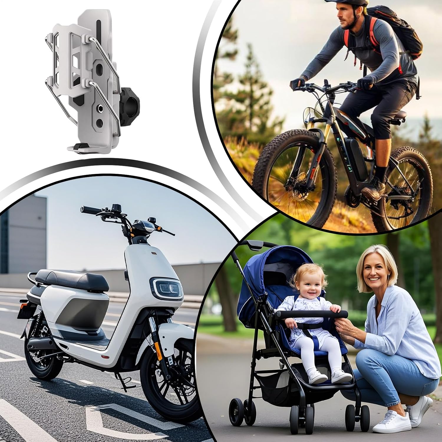 Frxib 自転車ボトルホルダー,自動クランプ式ドリンクケージラック - ロードバイクや自転車のハンドルバーに適した360度回転式調