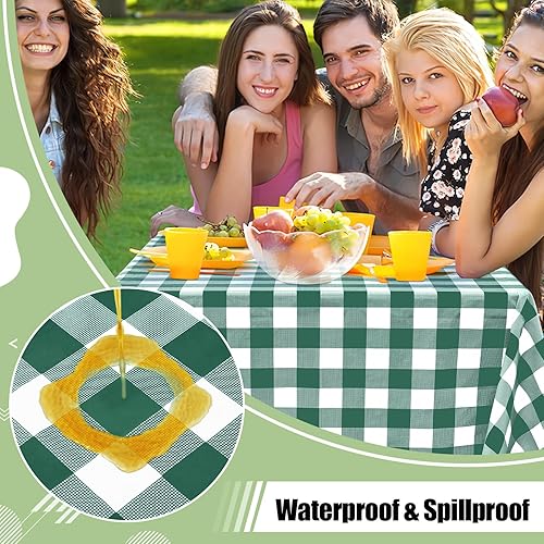 Vista 198 de misaya Paquete de 4 manteles desechables de búfalo, mantel de plástico impermeable de 54 x 108 pulgadas, manteles rectangulares a cuadros caqui