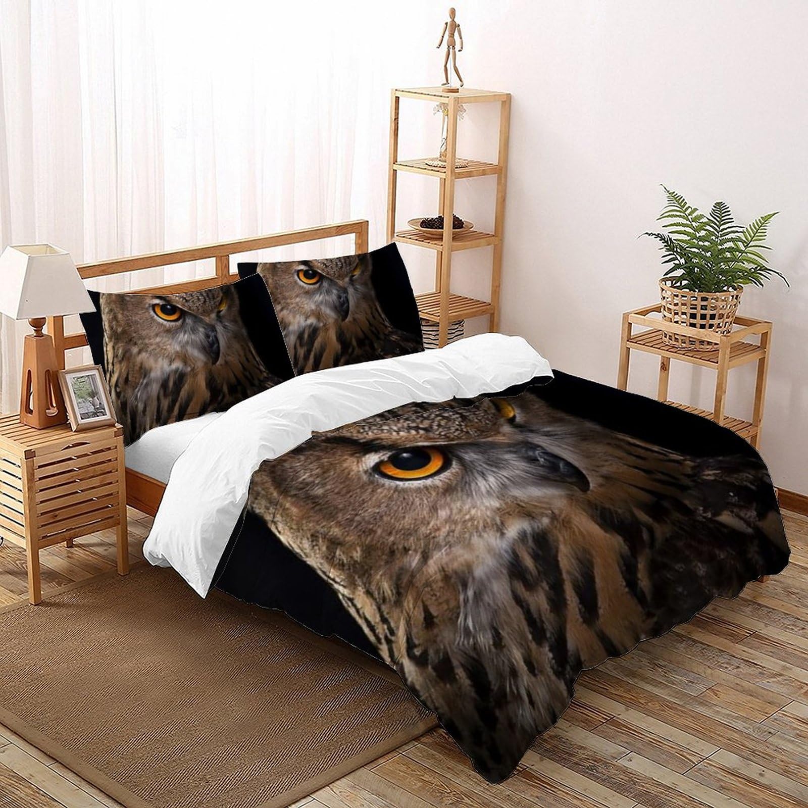 Housse de couette King animaux pour chambre de fille La Chouette Literie parure microfibre 3D