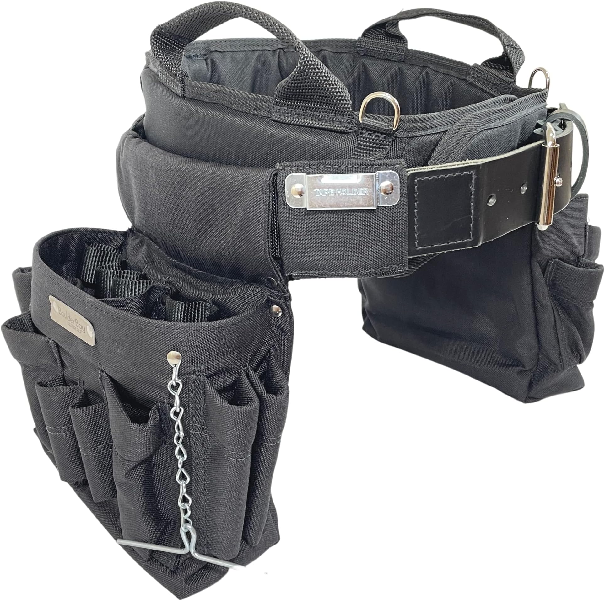 BOULDER BAG Professional Electrician's MAX Combo with Comfort Back Support Tool Belt, Leather Belt Buckle, Heavy Duty Work Belt, Black, (Large 33-36 Inch Waist), Made in USA