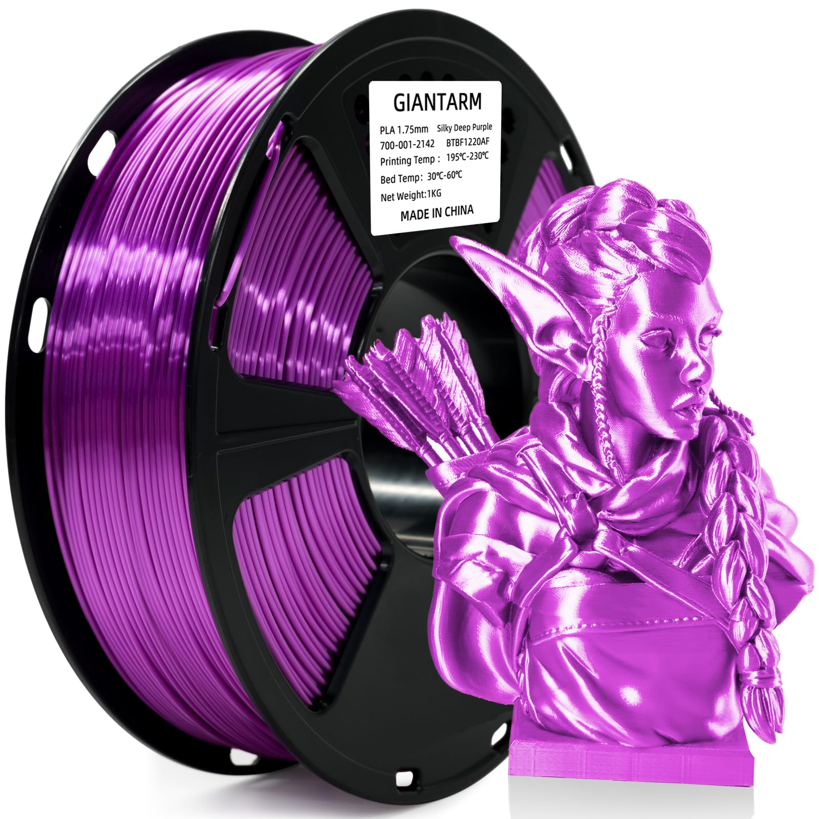 GIANTARM 3D Printer Filament,Silk Dark Purple PLA Filament,1Kg