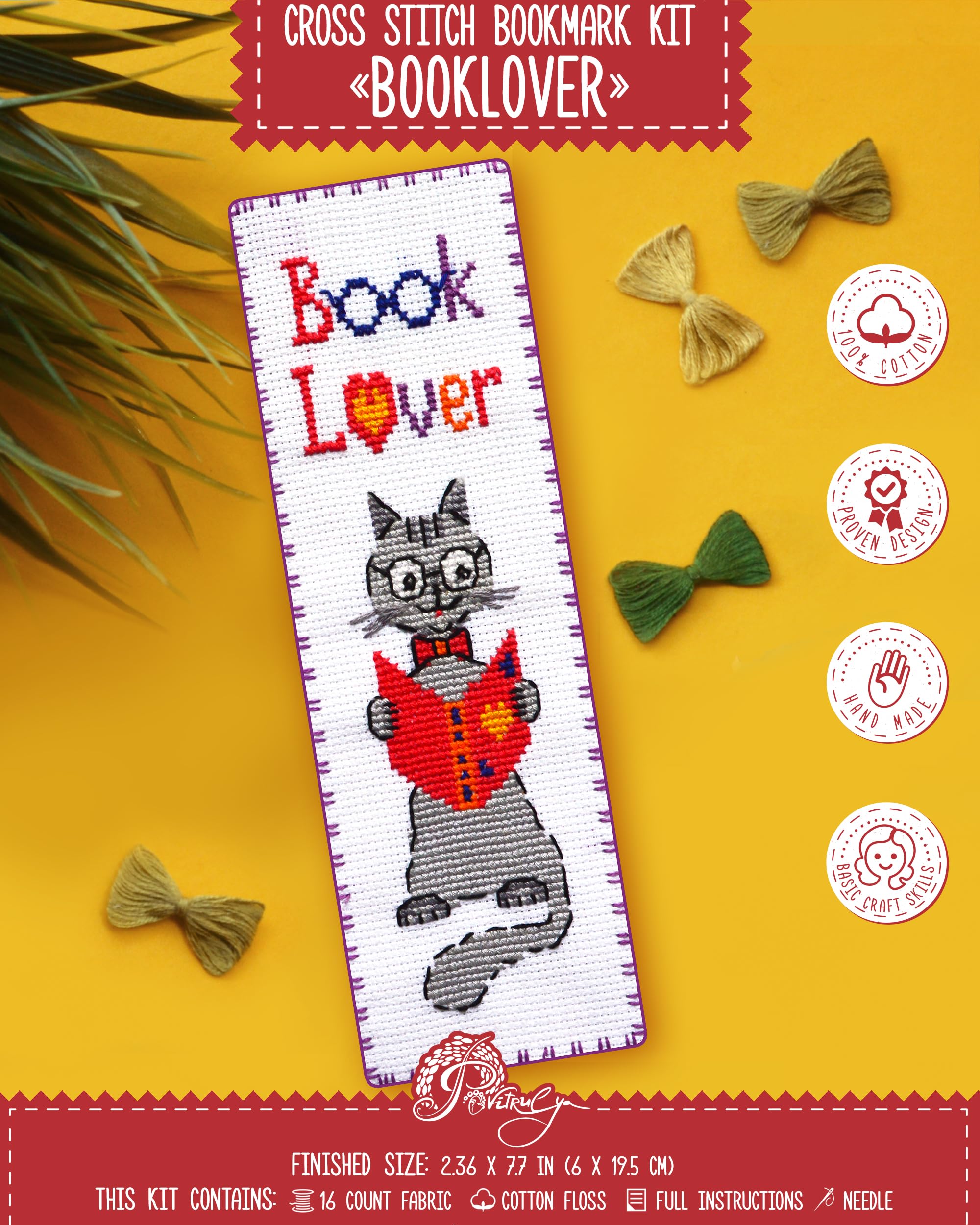 Povitrulya Booklover - Counted Cross Stitch Bookmark Kit