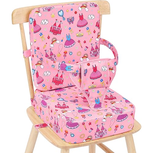 Toddler Booster Seat for Kitchen Chair, Non-Slip Bottom Dining Table Booster Seat with Backrest and Adjustable Straps, Portable Eating Travel Increasing Cushion