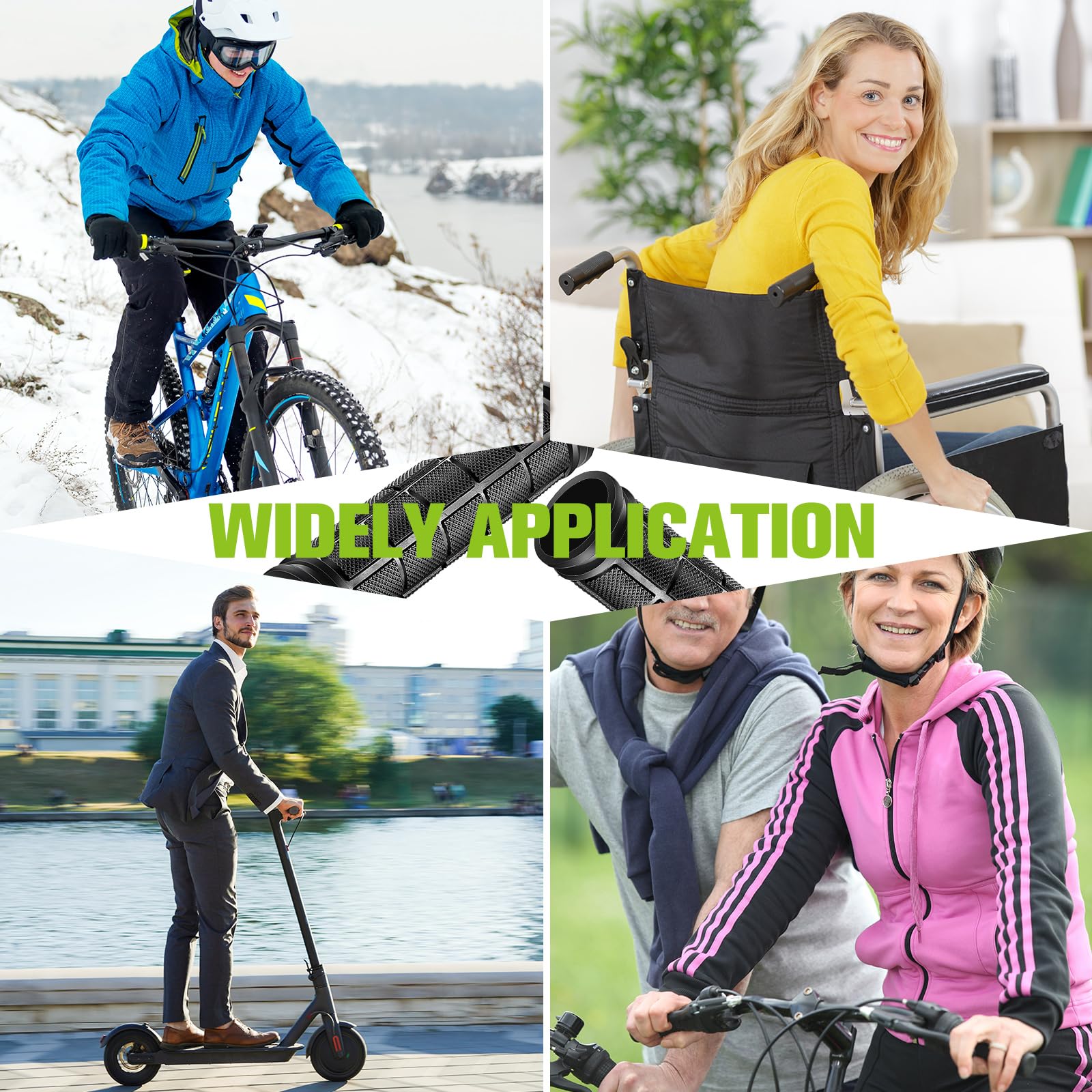 Fahrradgriffe für Kinder, rutschfest, Gummi, Schwarz, Ersatz-Fahrradgriffe für Mädchen und Jungen, Dreirad, Rollstuhl, Mountainbike, BMX, MTB, 48 Stück