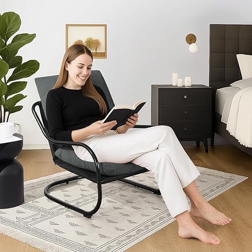 Miniatura 4 de Peace nest Comfy Accent - Silla moderna para sala de estar, dormitorio, con marco mental, cómodo cojín de espuma triturada para balcón, sala de