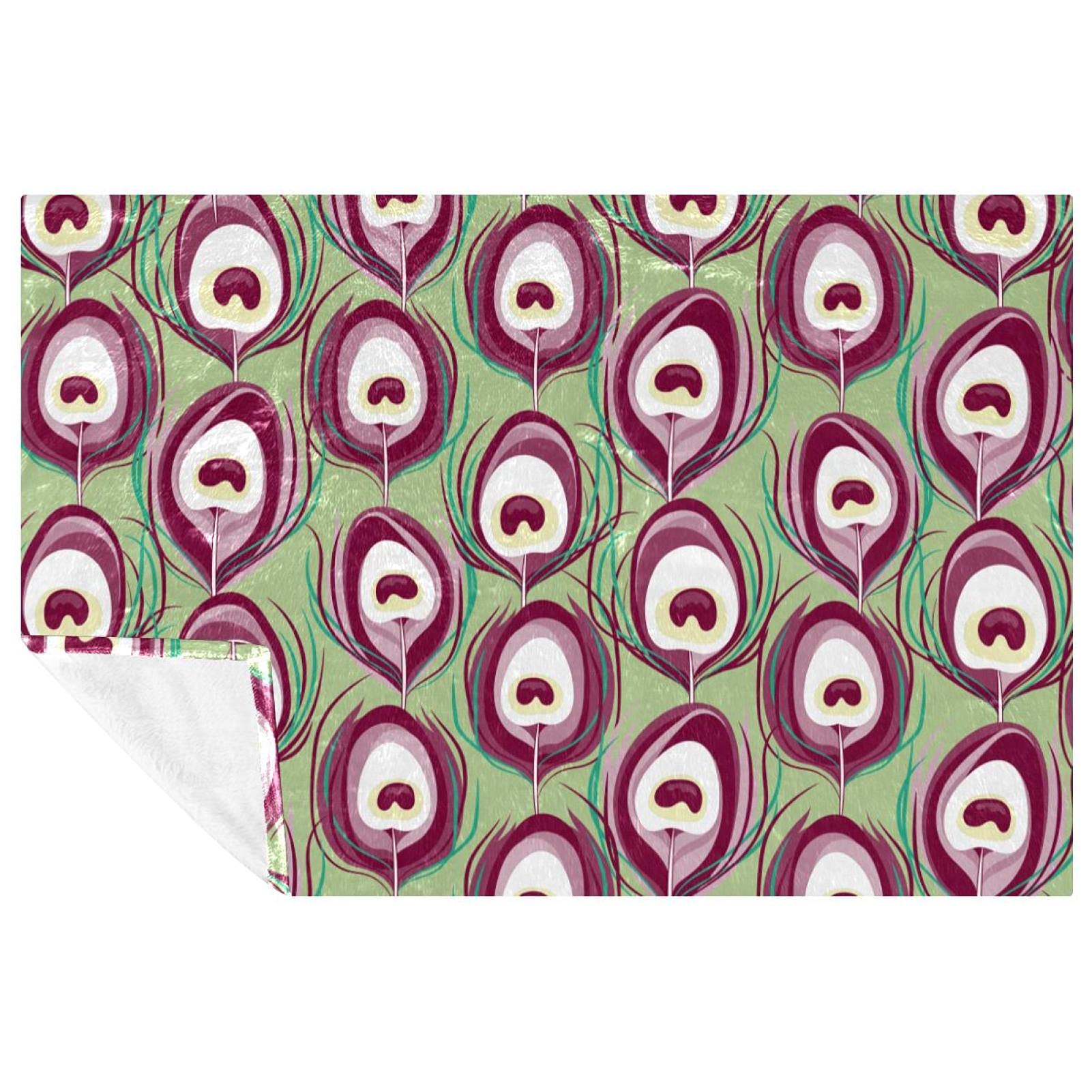 Couverture douce chaude paon fuchsia plaid microfibre isolant lit